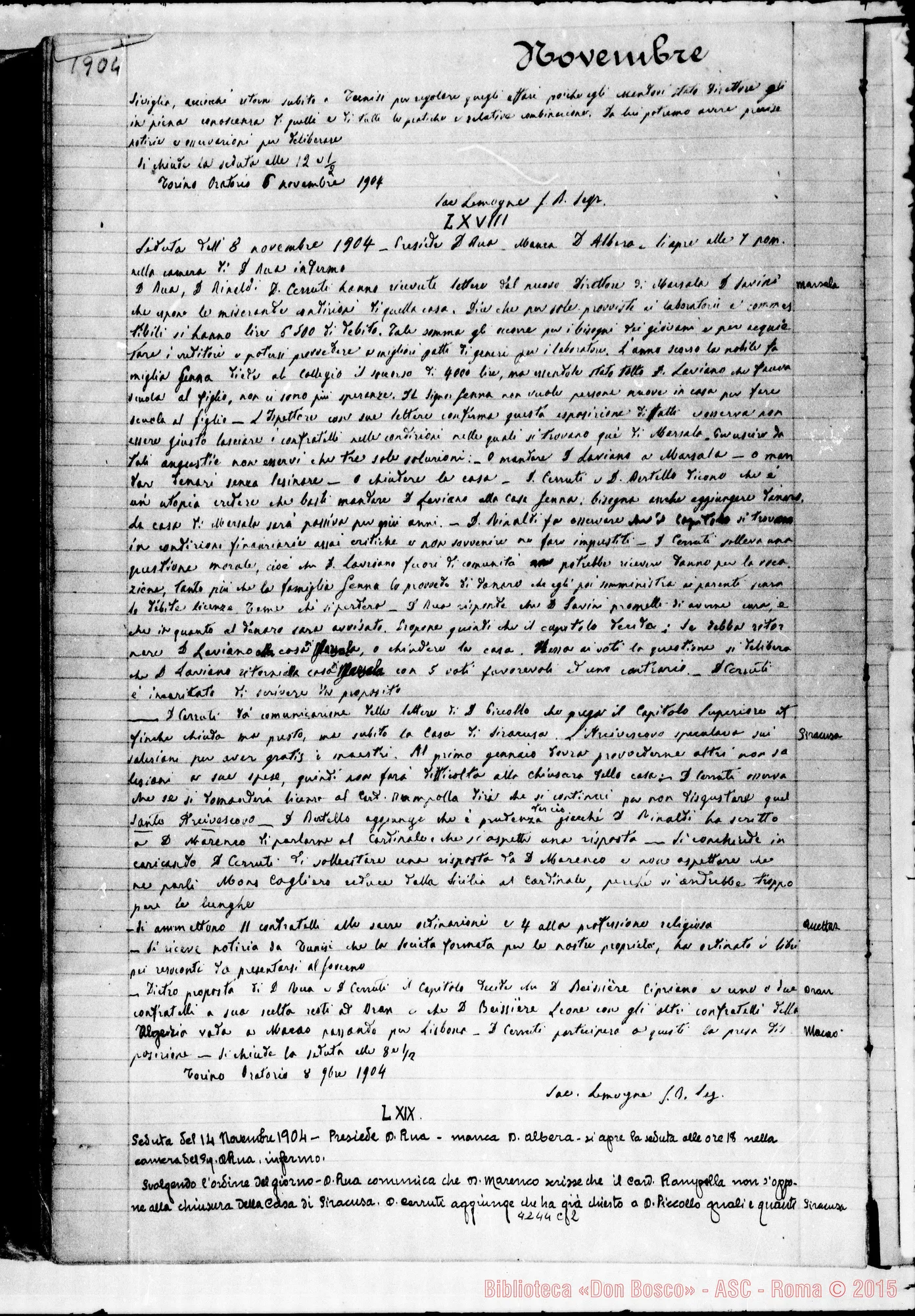 Fotogramma C 2 — Verbali del Capitolo Superiore. Voi. I, dal 9-03-1888 al 23-12-1904