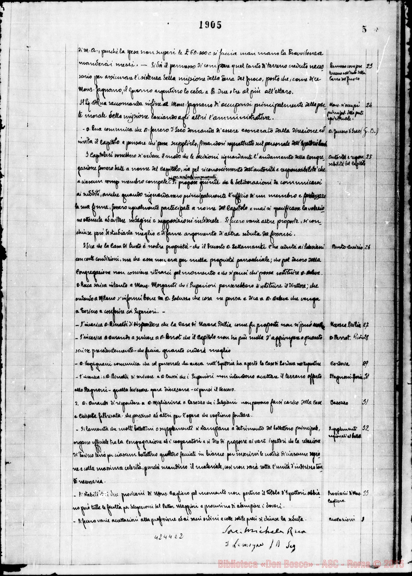 Fotogramma E 2 — Verbali del Capitolo Superiore. Voi. II, dal 14-11-1904 al 17-12-1911. Segretario, D. Gusmano Calogero