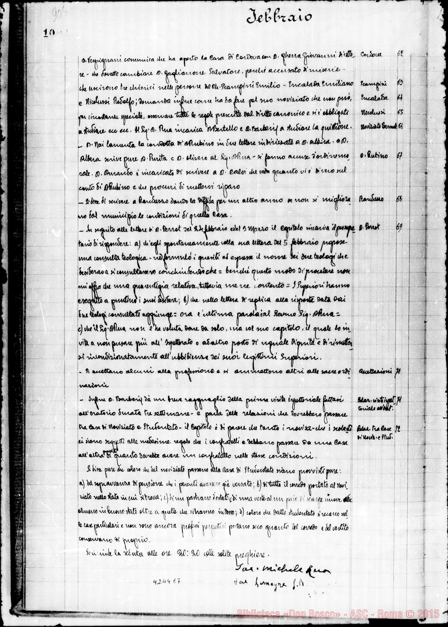 Fotogramma E 7 — Verbali del Capitolo Superiore. Voi. II, dal 14-11-1904 al 17-12-1911. Segretario, D. Gusmano Calogero
