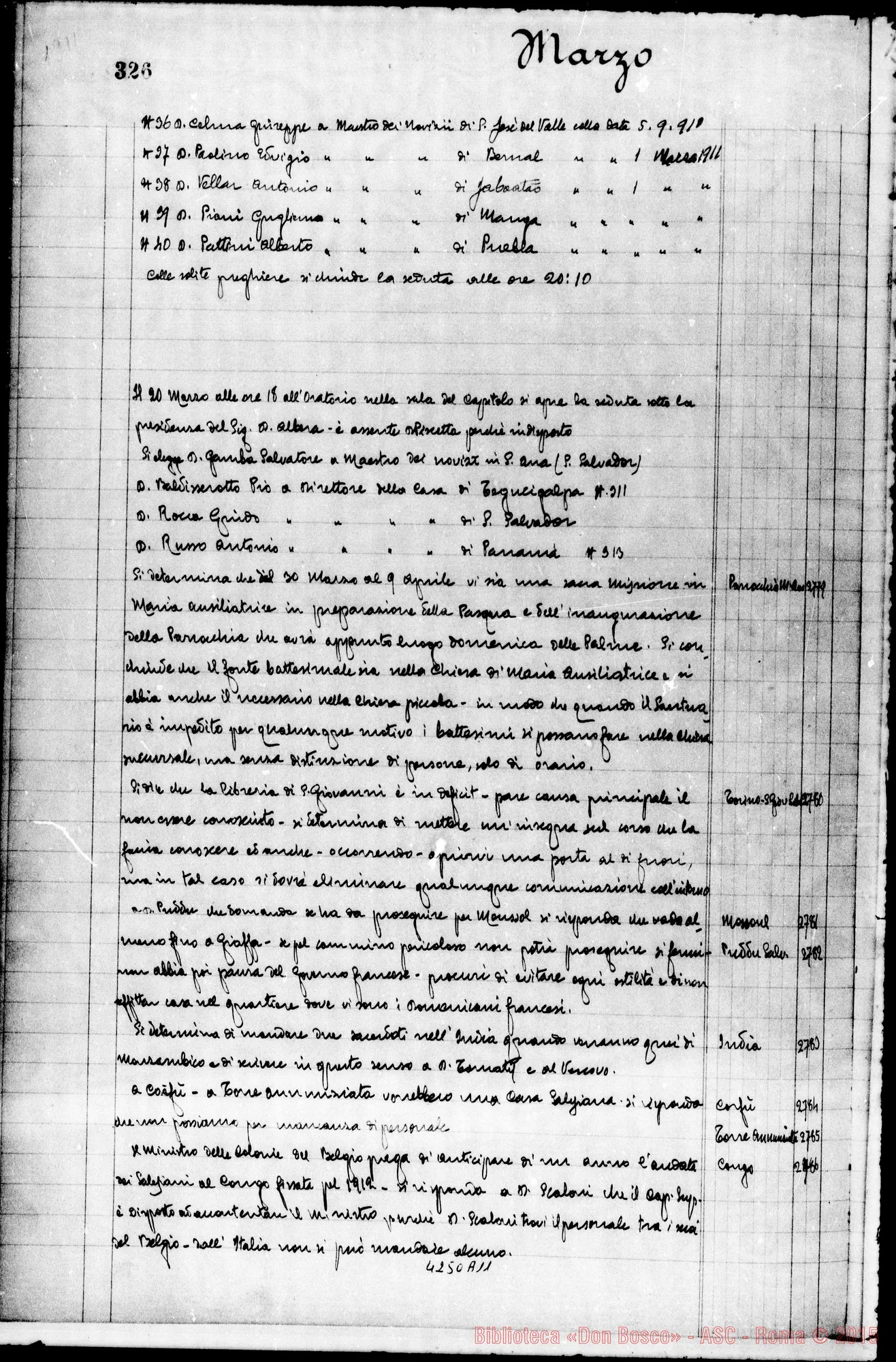 Fotogramma A 11 — Verbali del Capitolo Superiore. Voi. II, dal 14-11-1904 al 17-12-1911. Segretario, D. Gusmano Calogero