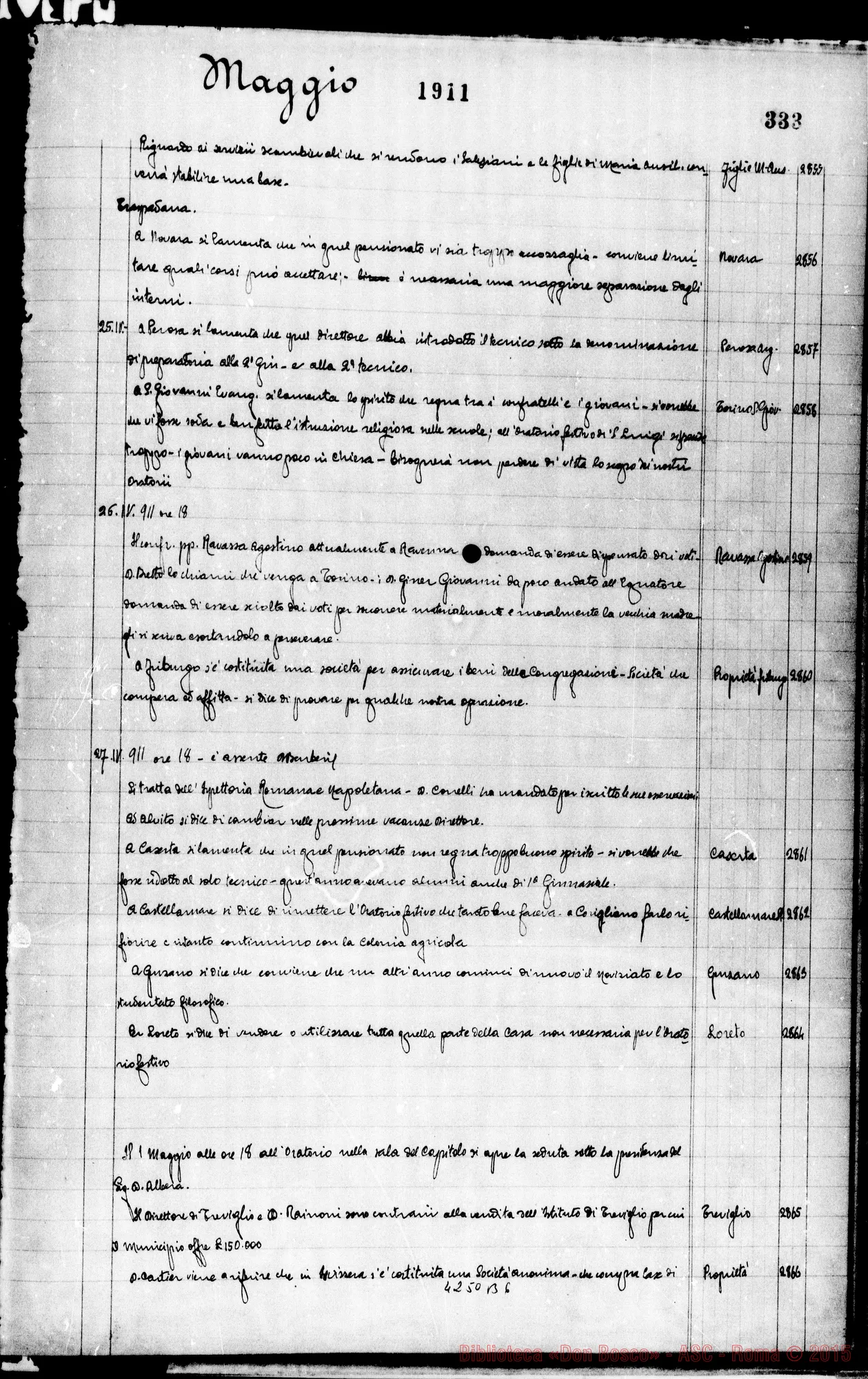Fotogramma B 6 — Verbali del Capitolo Superiore. Voi. II, dal 14-11-1904 al 17-12-1911. Segretario, D. Gusmano Calogero