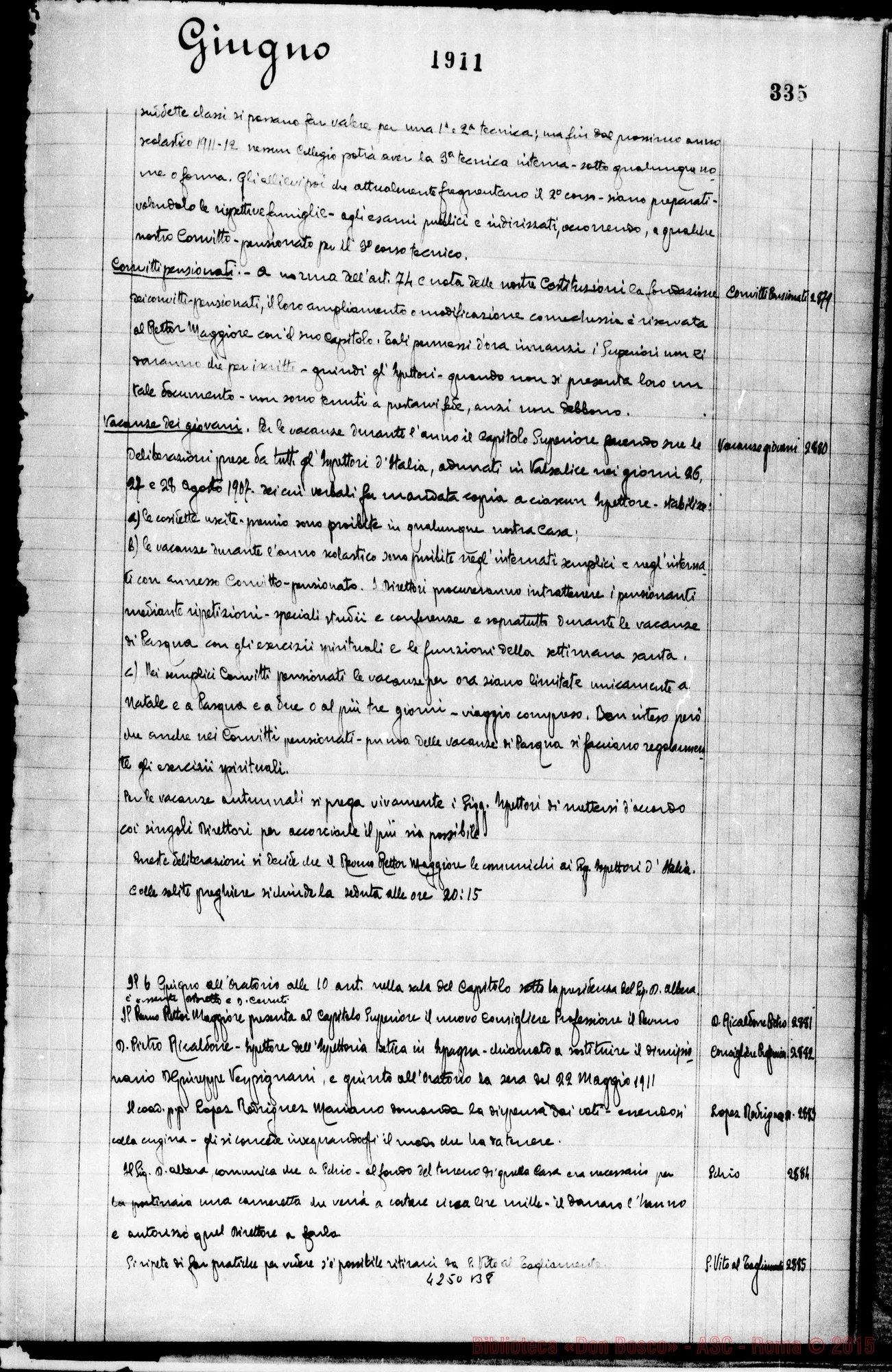 Fotogramma B 8 — Verbali del Capitolo Superiore. Voi. II, dal 14-11-1904 al 17-12-1911. Segretario, D. Gusmano Calogero
