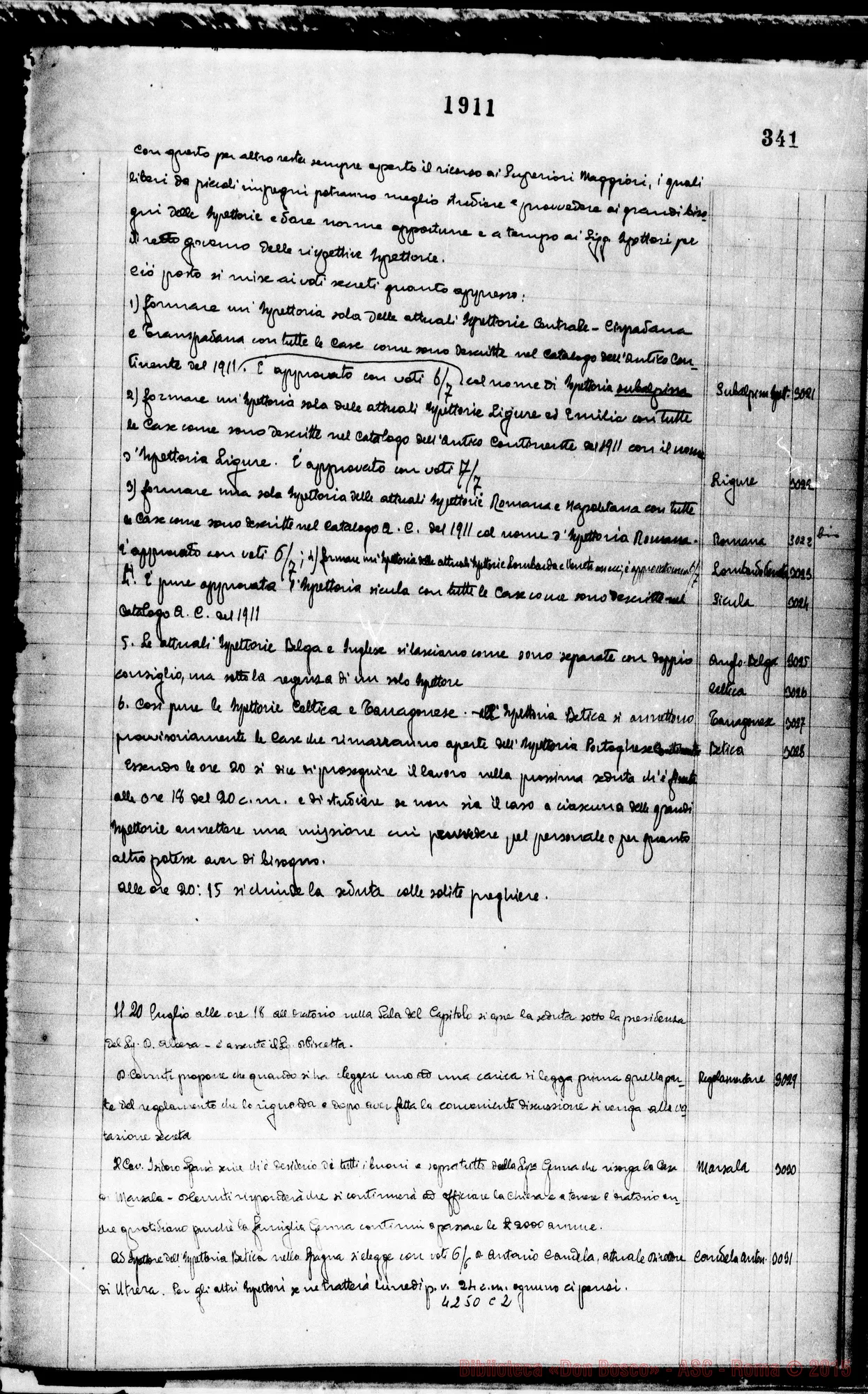 Fotogramma C 2 — Verbali del Capitolo Superiore. Voi. II, dal 14-11-1904 al 17-12-1911. Segretario, D. Gusmano Calogero