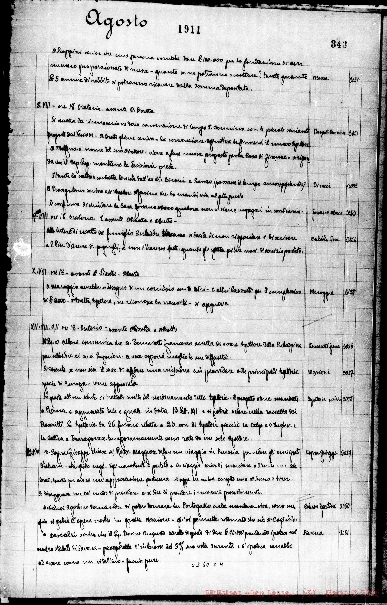 Fotogramma C 4 — Verbali del Capitolo Superiore. Voi. II, dal 14-11-1904 al 17-12-1911. Segretario, D. Gusmano Calogero