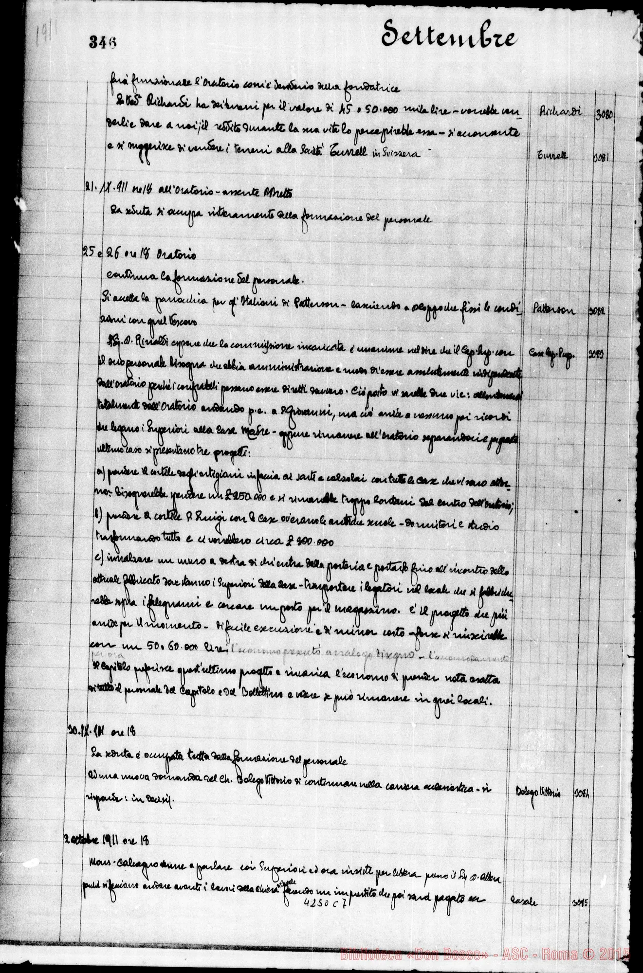 Fotogramma C 7 — Verbali del Capitolo Superiore. Voi. II, dal 14-11-1904 al 17-12-1911. Segretario, D. Gusmano Calogero