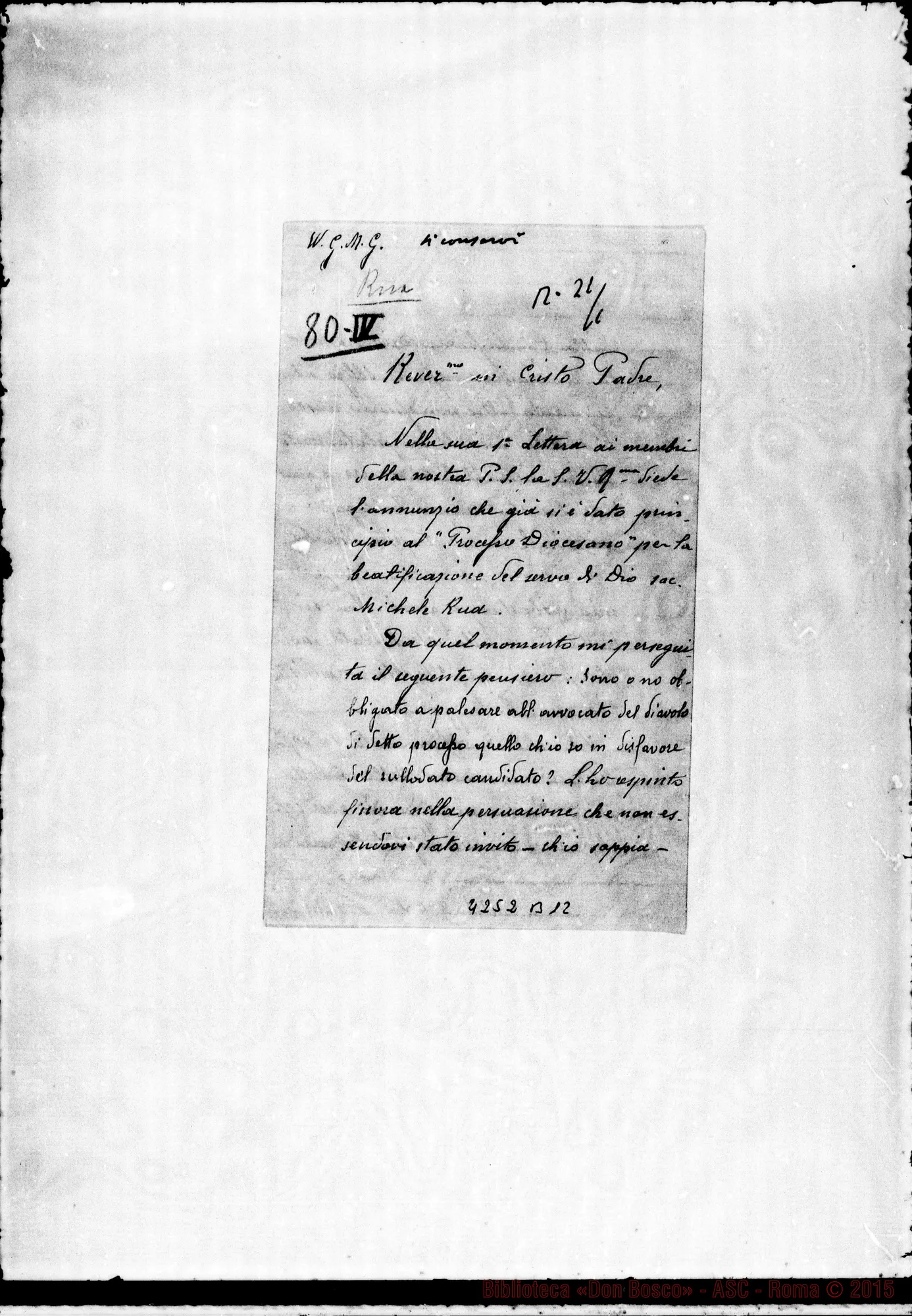Fotogramma B 12 — Don Perrot-Rev.mo. La Navarre, 12-01-1923. Autogr. Rinaldi