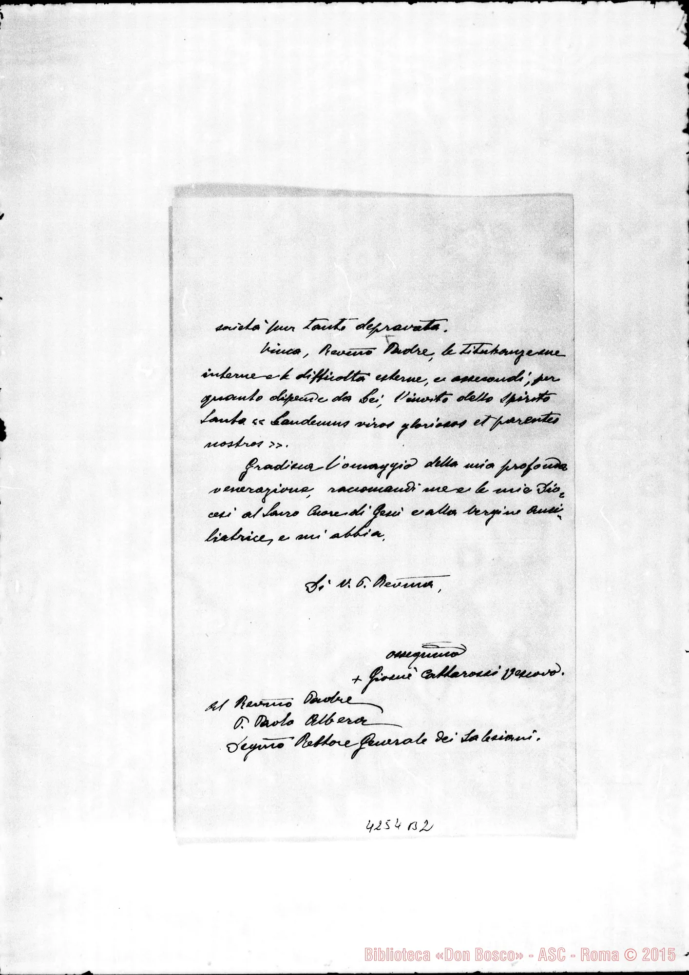 Fotogramma B 2 — Cattarossi Giosuè, vesc. di Feltre E Belluno-Don Albera. Belluno, 15-05-1915