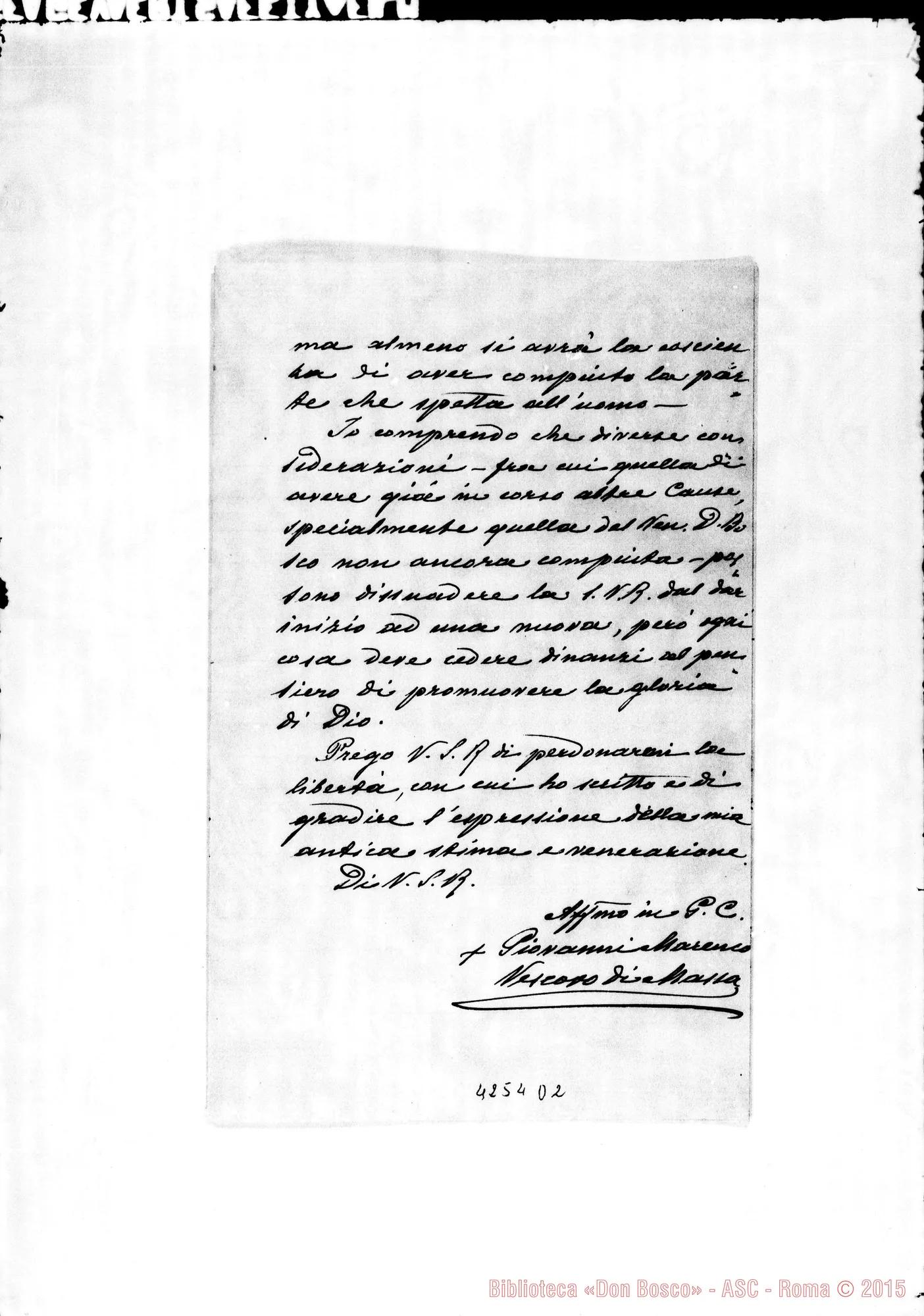 Fotogramma D 2 — Marenco Giovanni, vesc. di Massa Carrara-Don Albera. Massa, 10-04-1915