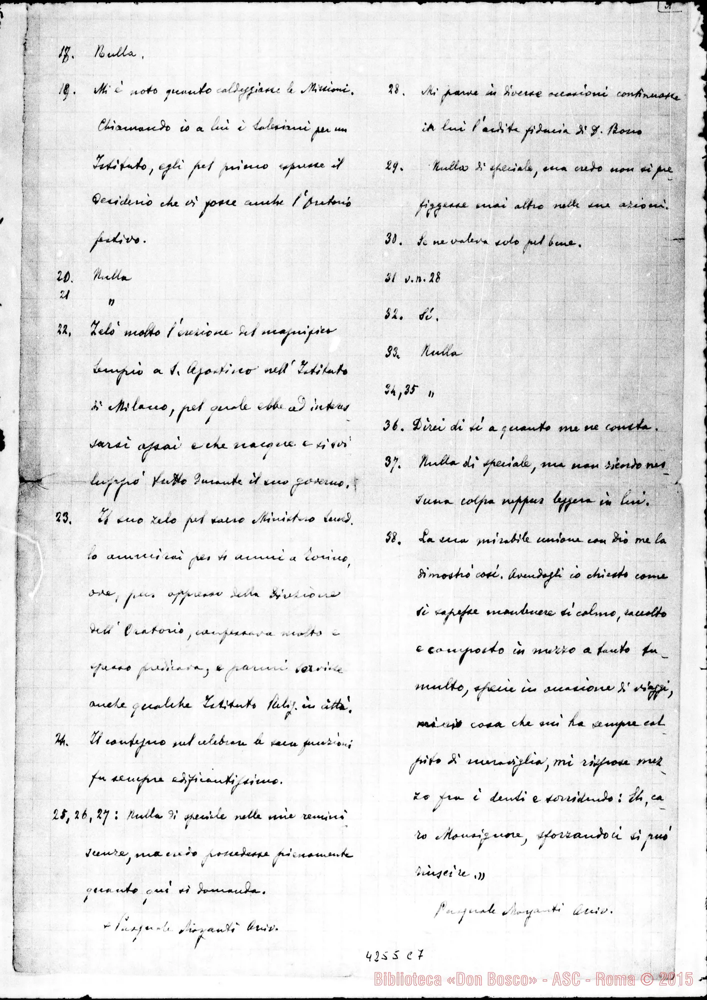 Fotogramma C 7 — Morganti Pasquale, vesc. di Ravenna-Don Amadei, con all. testimonianza su Don Rua. Ms.. Ravenna, 15-02-1917