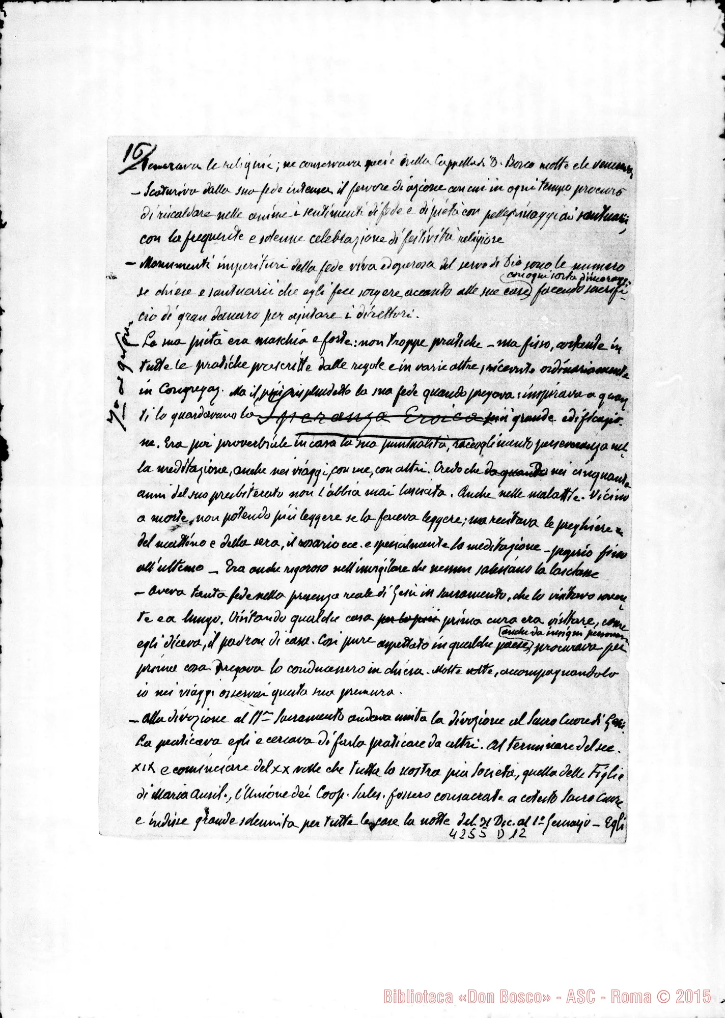 Fotogramma D 12 — Barberis Giulio: Processo Informativo di Don Rua. Ms. autogr. con la deposizione. Torino, 29-10-1923