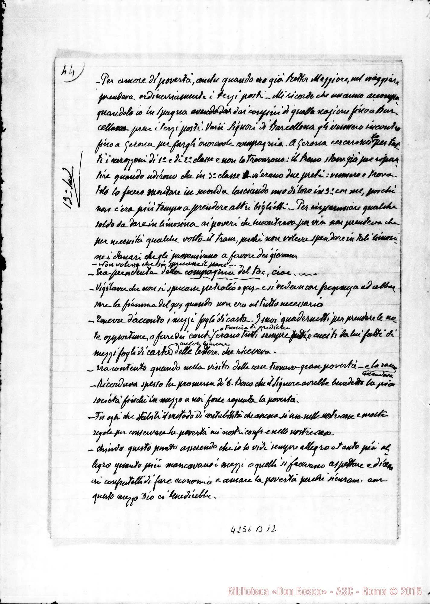 Fotogramma B 12 — Barberis Giulio: Processo Informativo di Don Rua. Ms. autogr. con la deposizione. Torino, 29-10-1923
