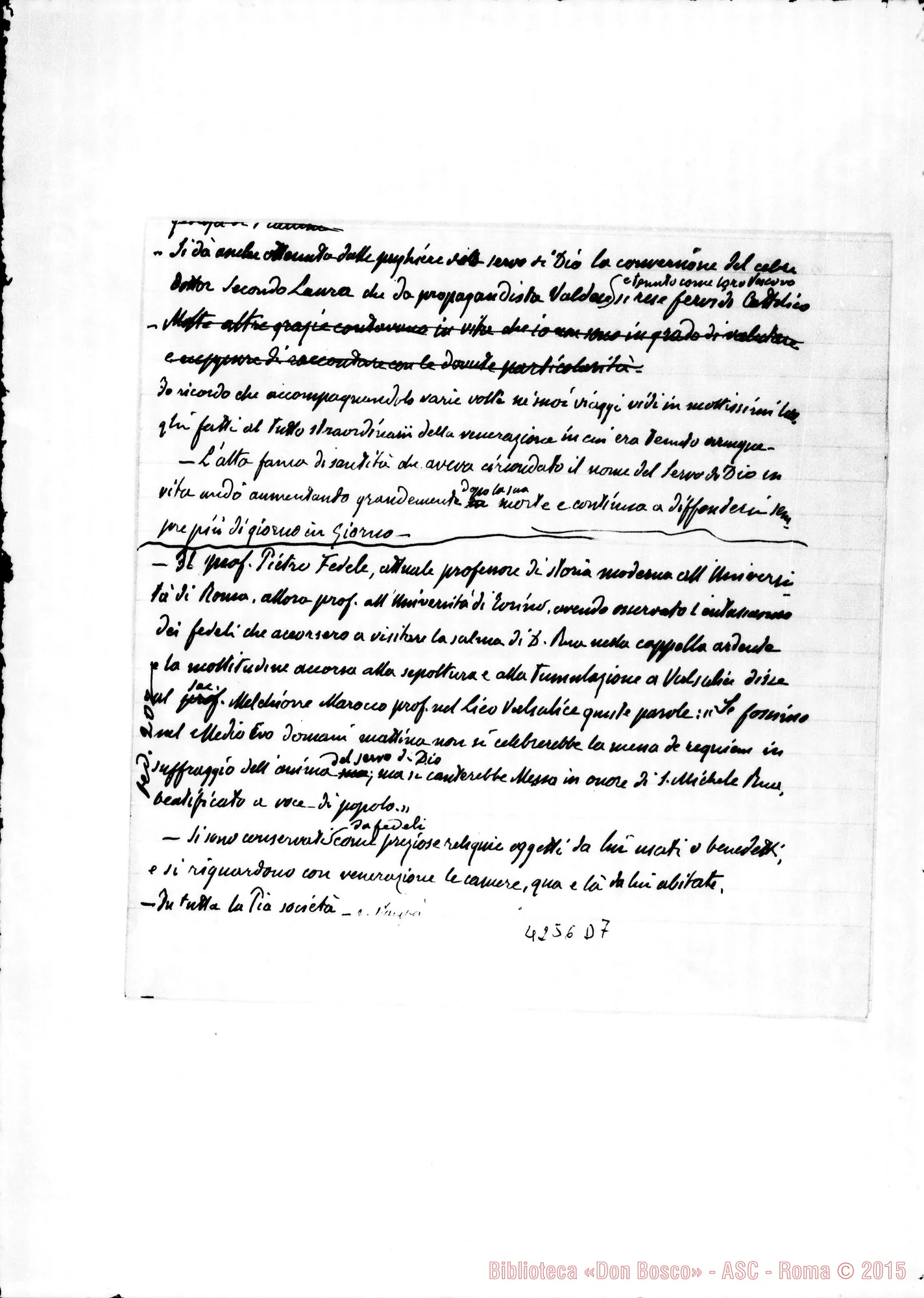 Fotogramma D 7 — Barberis Giulio: Processo Informativo di Don Rua. Ms. autogr. con la deposizione. Torino, 29-10-1923