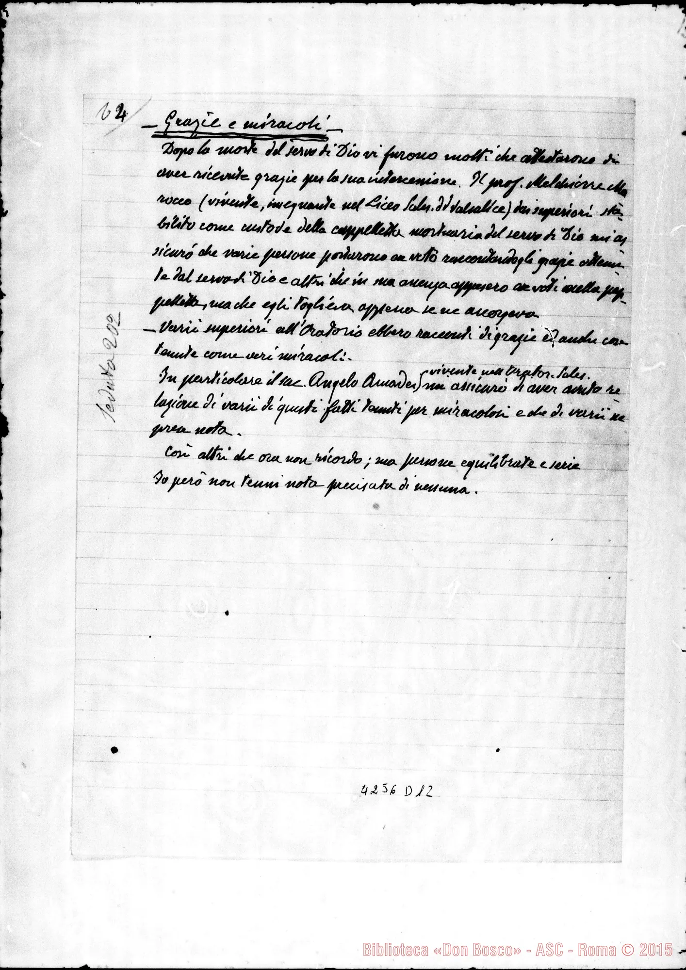 Fotogramma D 12 — Barberis Giulio: Processo Informativo di Don Rua. Ms. autogr. con la deposizione. Torino, 29-10-1923