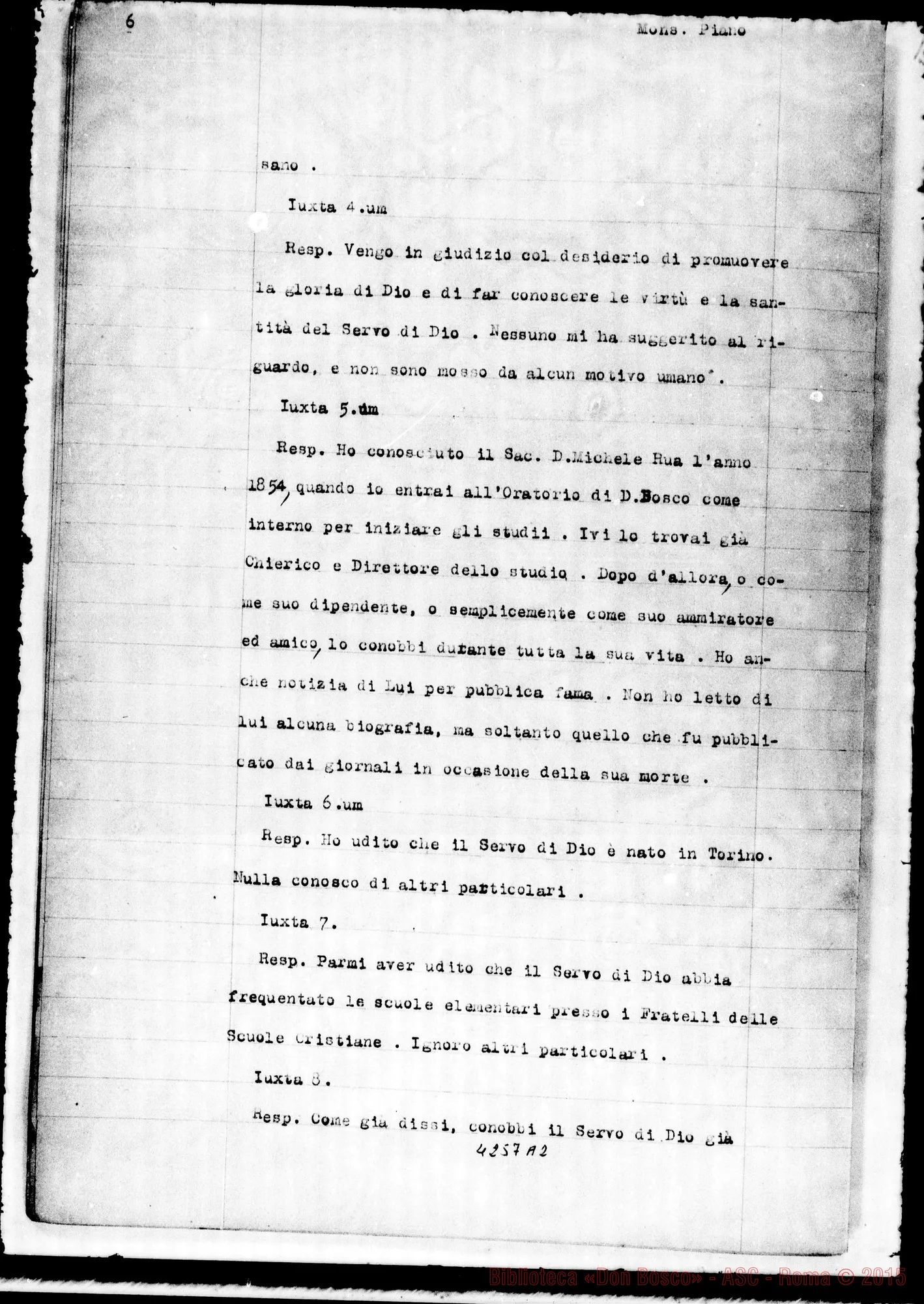 Fotogramma A 2 — Piano Gio. Batt., mons. curato della Gran Madre di Dio di Torino