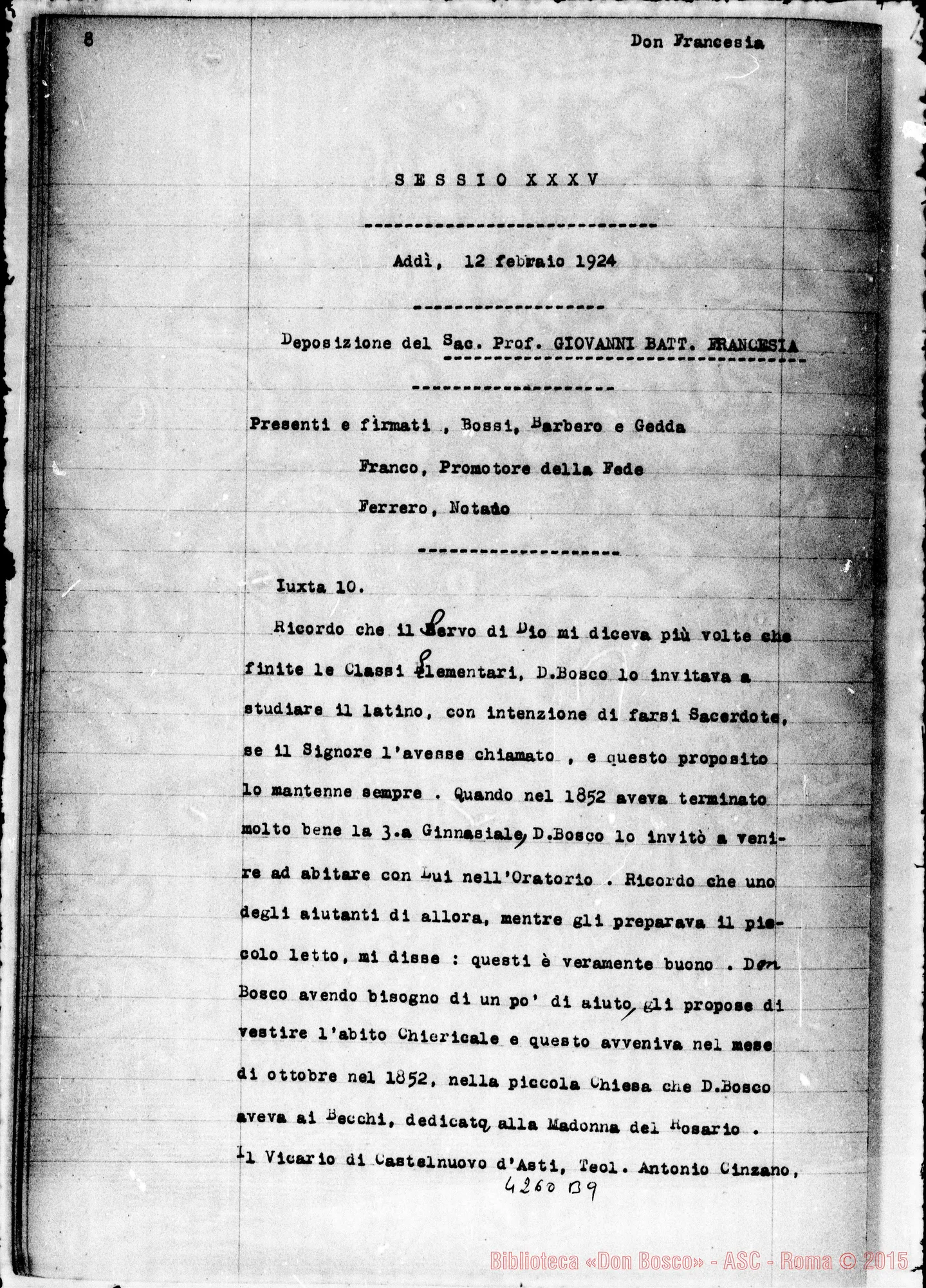 Fotogramma B 9 — Francesia Gio. Batt.