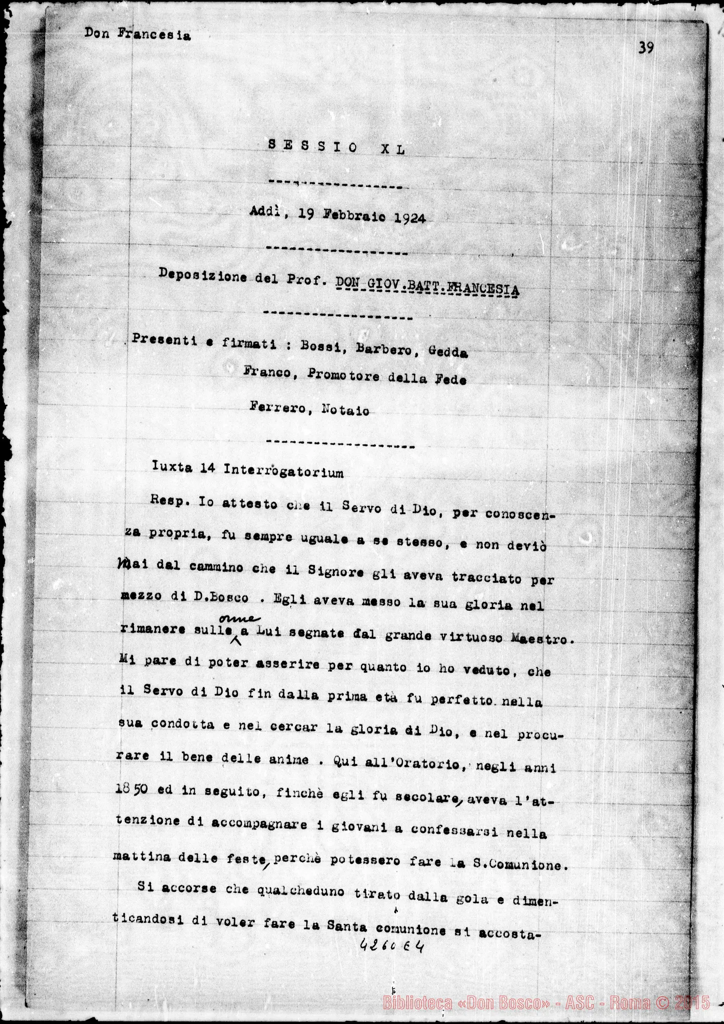 Fotogramma E 4 — Francesia Gio. Batt.