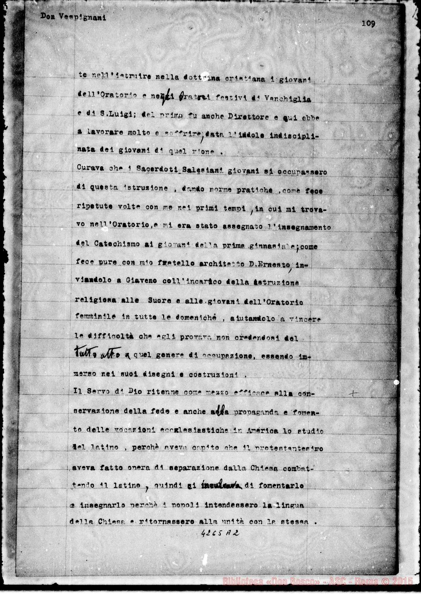 Fotogramma A 2 — Vespignani Giuseppe, sac. SDB, Consigliere Gen. del Capitolo
