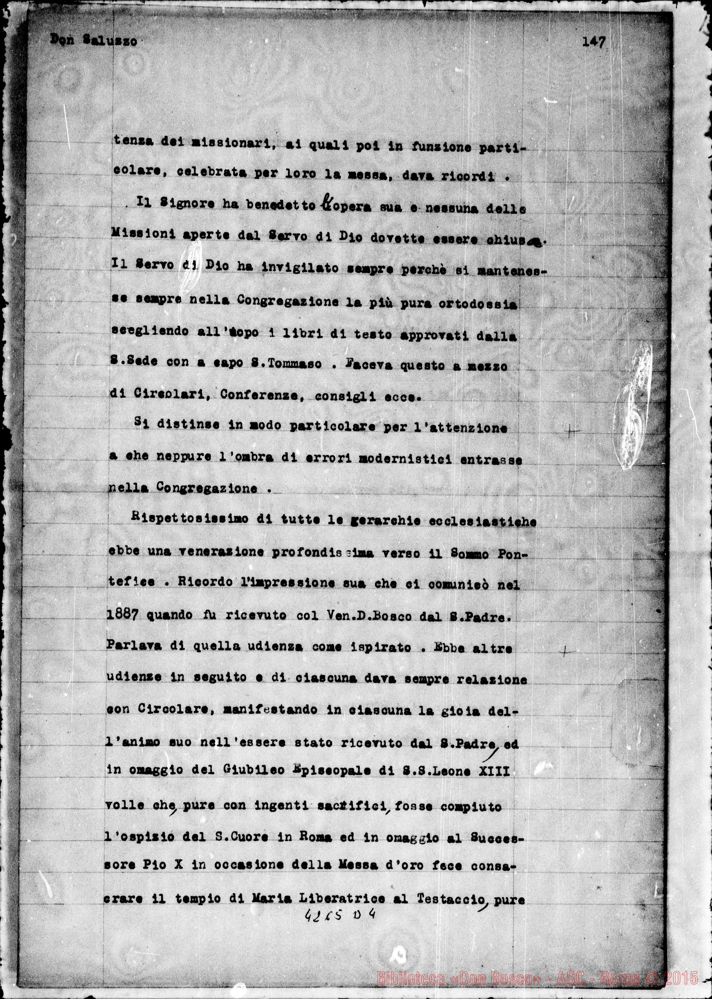 Fotogramma D 4 — Saluzzo Lorenzo, sac. SDB, Rettore della Chiesa di S. Gio. Evangelista