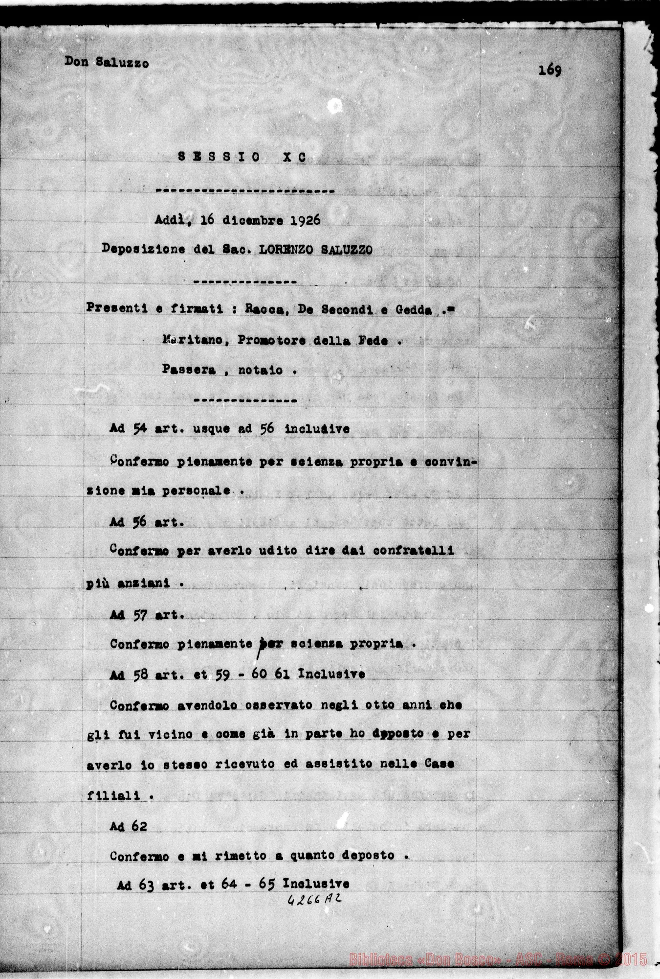 Fotogramma A 2 — Saluzzo Lorenzo, sac. SDB, Rettore della Chiesa di S. Gio. Evangelista