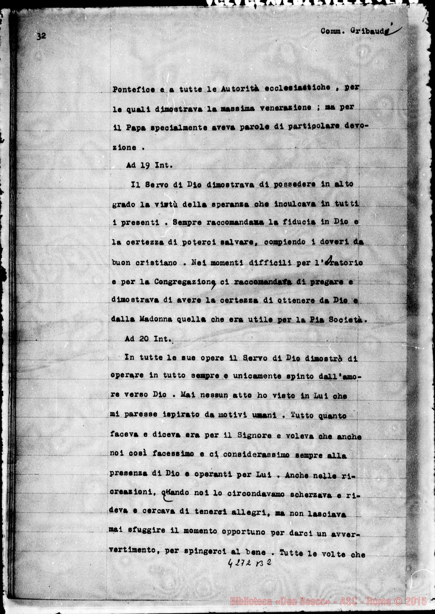 Fotogramma B 2 — Gribaudi Pietro, professore delle scuole di Commercio, commendatore