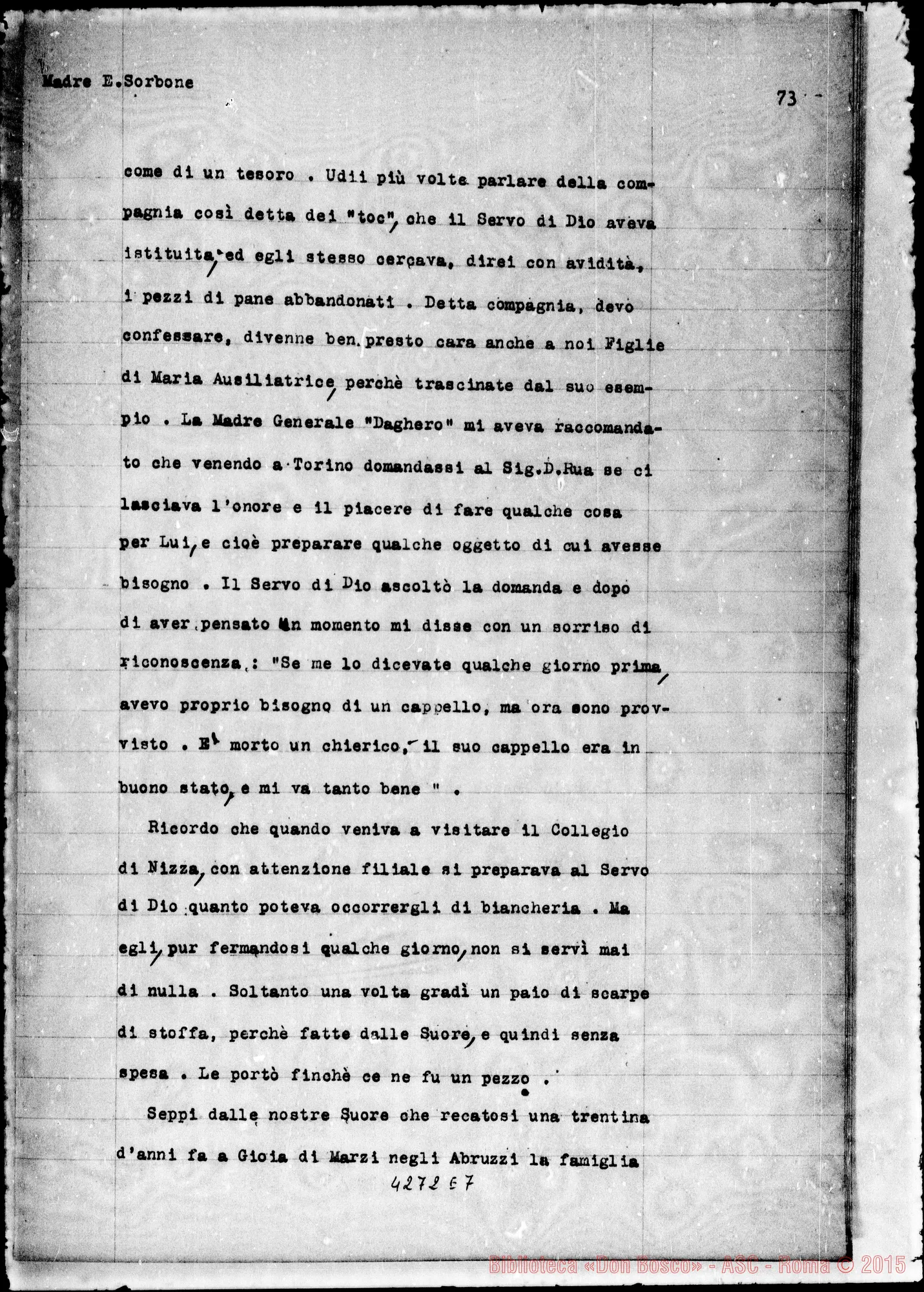 Fotogramma E 7 — Sorbone Enrichetta, suora F.M.A.