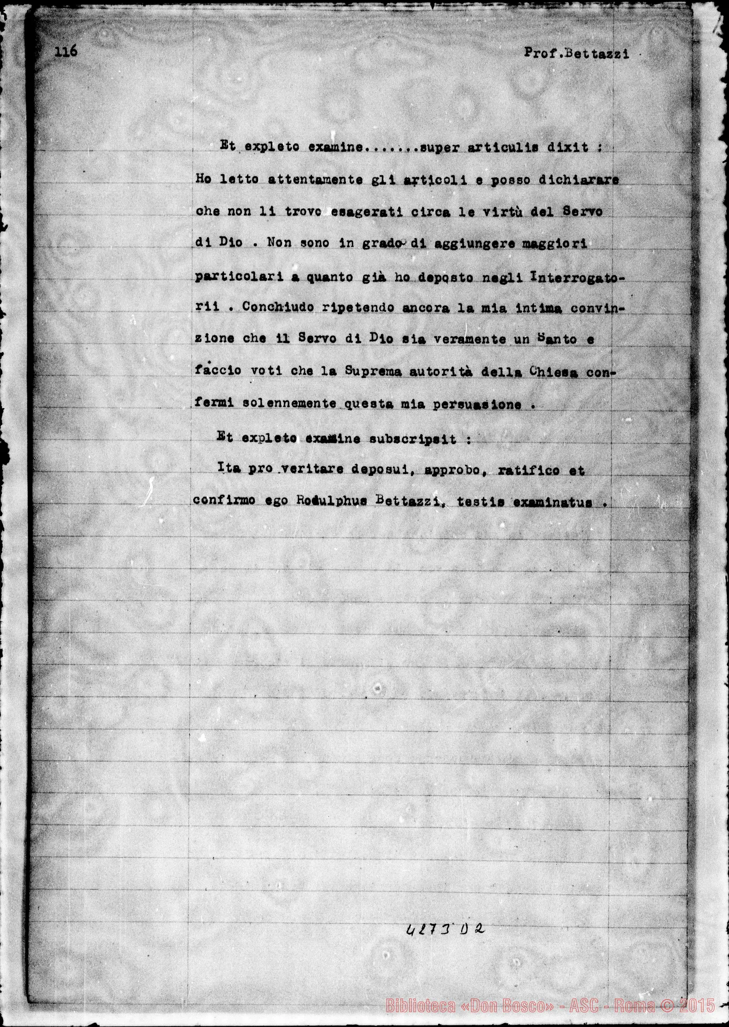 Fotogramma D 2 — Bettazzi Rodolfo, professore nel Regio Liceo Cavour