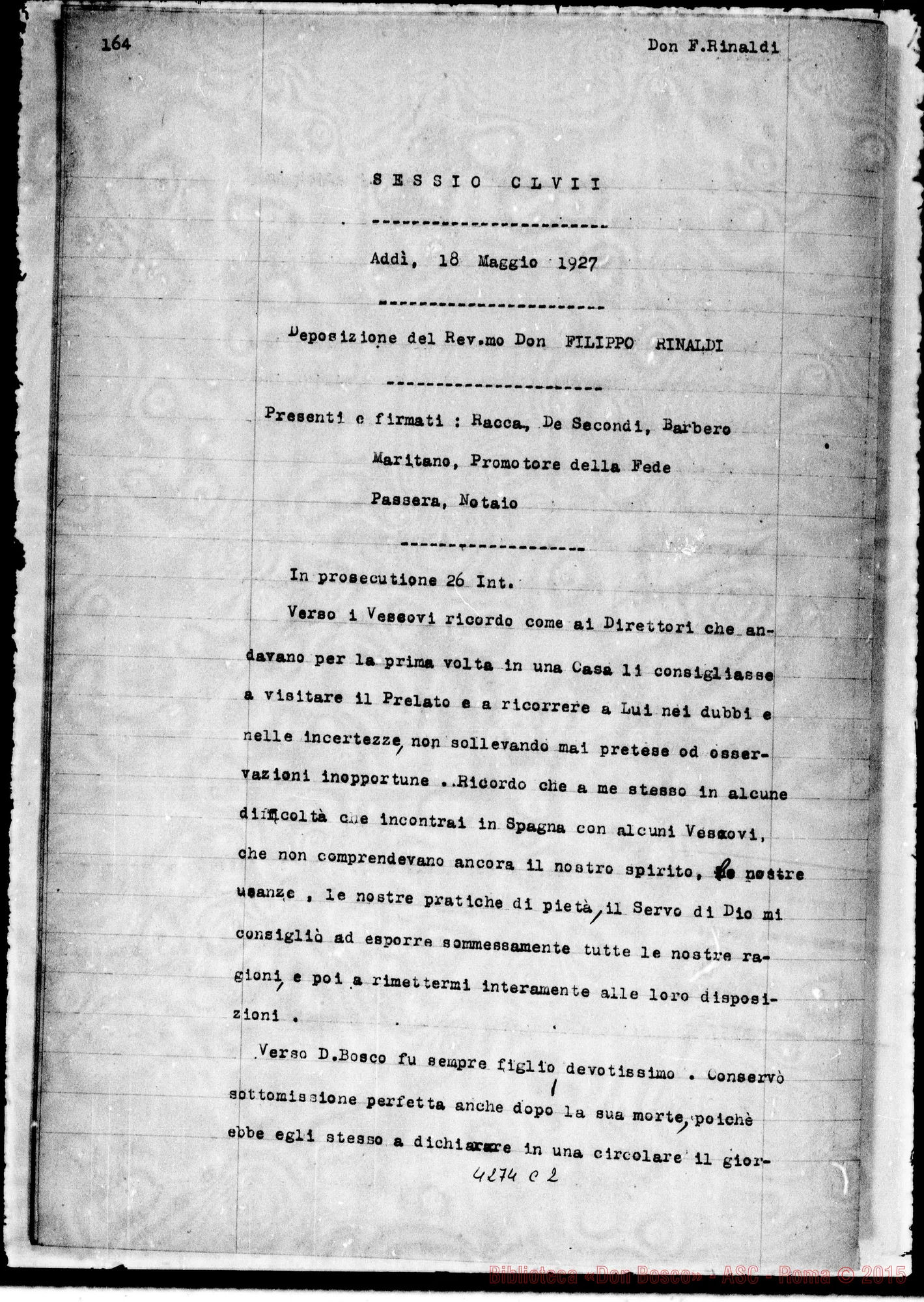 Fotogramma C 2 — Rinaldi Filippo, sac., Rettor Maggiore