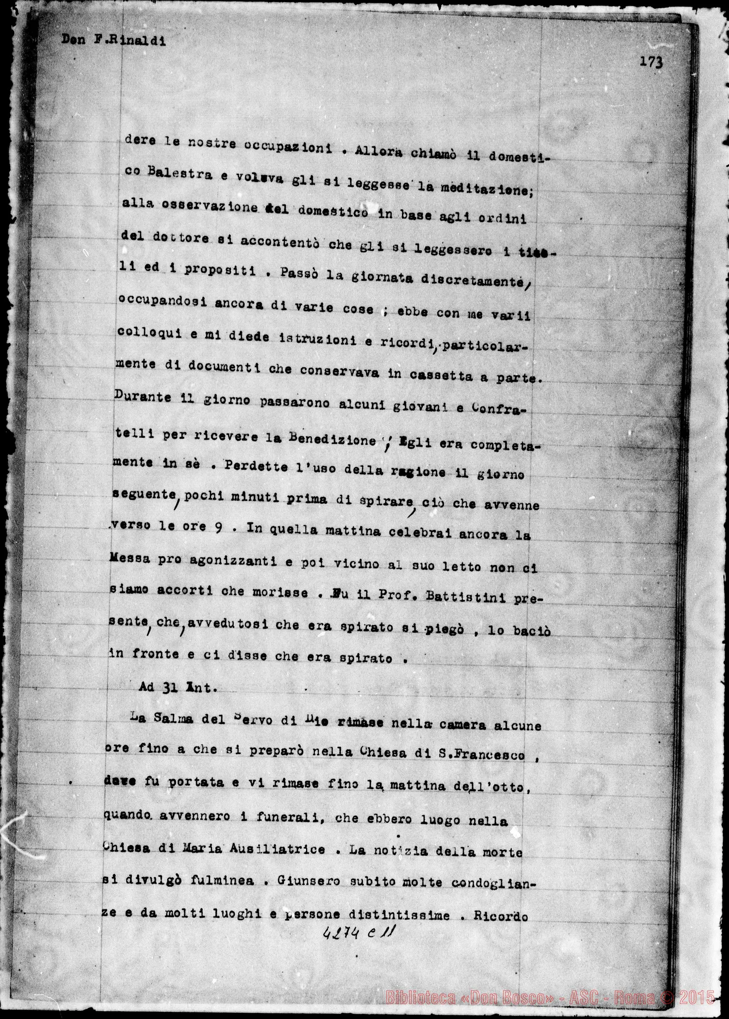Fotogramma C 11 — Rinaldi Filippo, sac., Rettor Maggiore