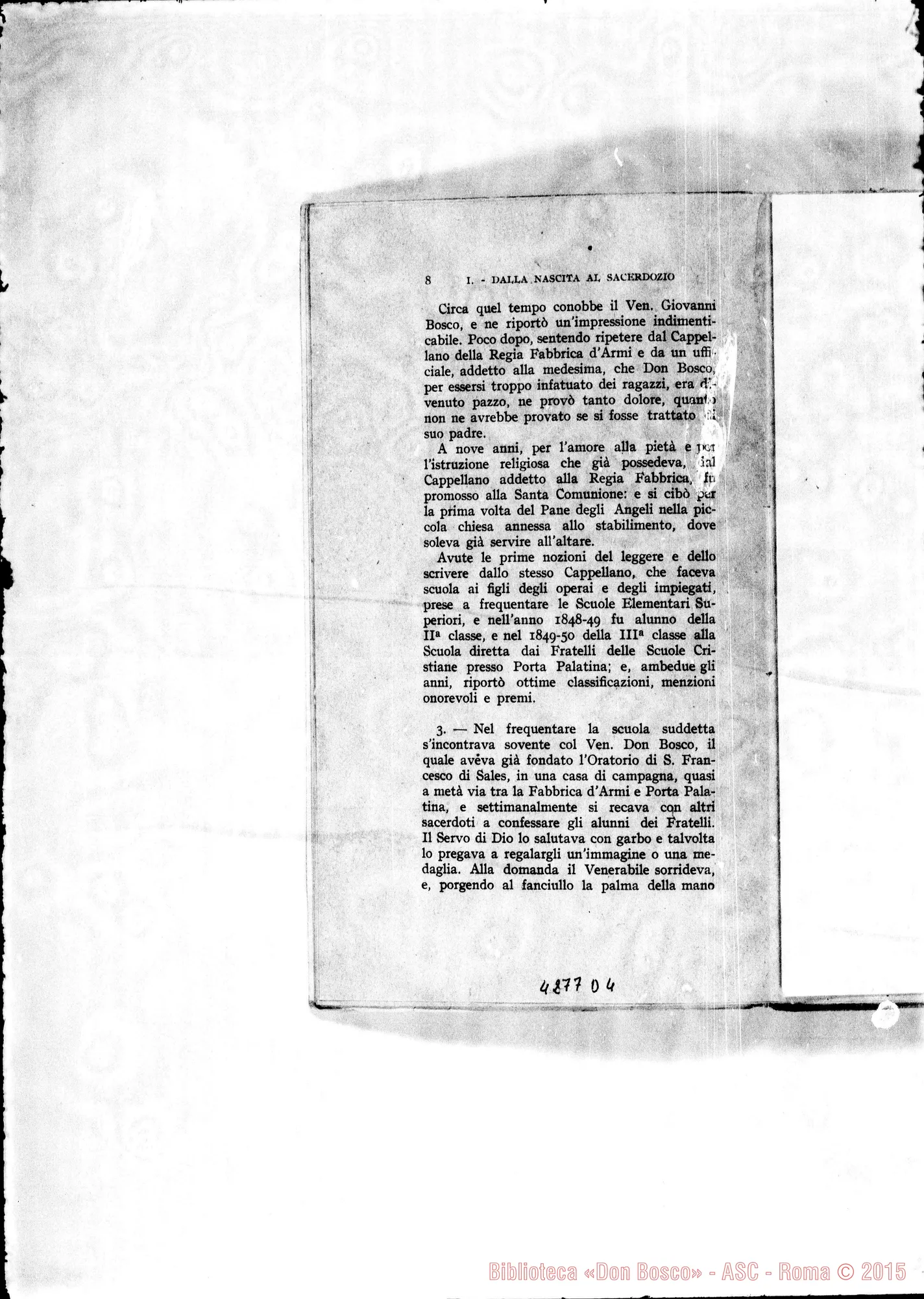 Fotogramma D 4 — Posizioni e articoli per il Processo dell’Ordinario sulla fama di santità, virtù e miracoli del Servo di Dio D. Michele Rua. Stampato