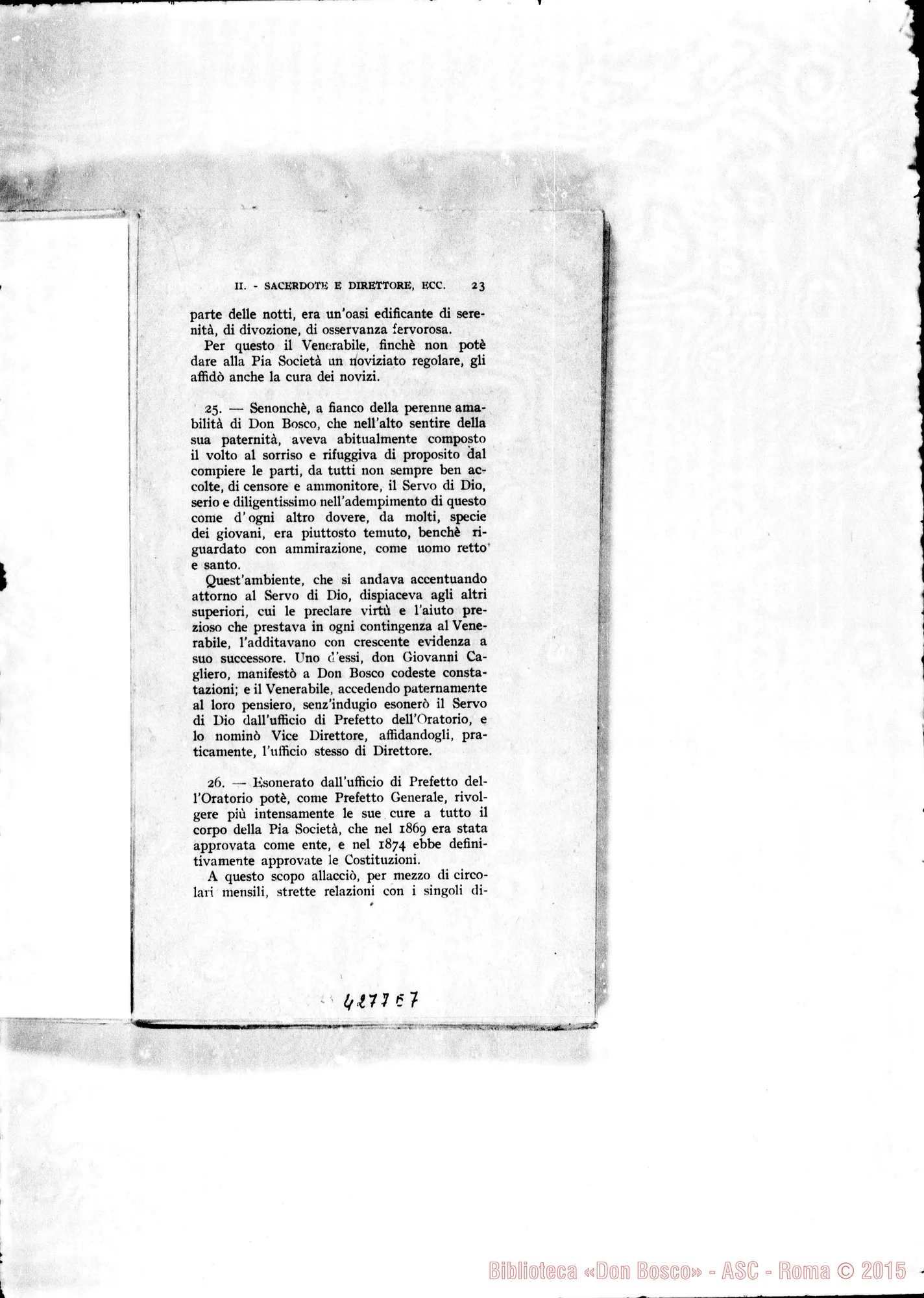 Fotogramma E 7 — Posizioni e articoli per il Processo dell’Ordinario sulla fama di santità, virtù e miracoli del Servo di Dio D. Michele Rua. Stampato