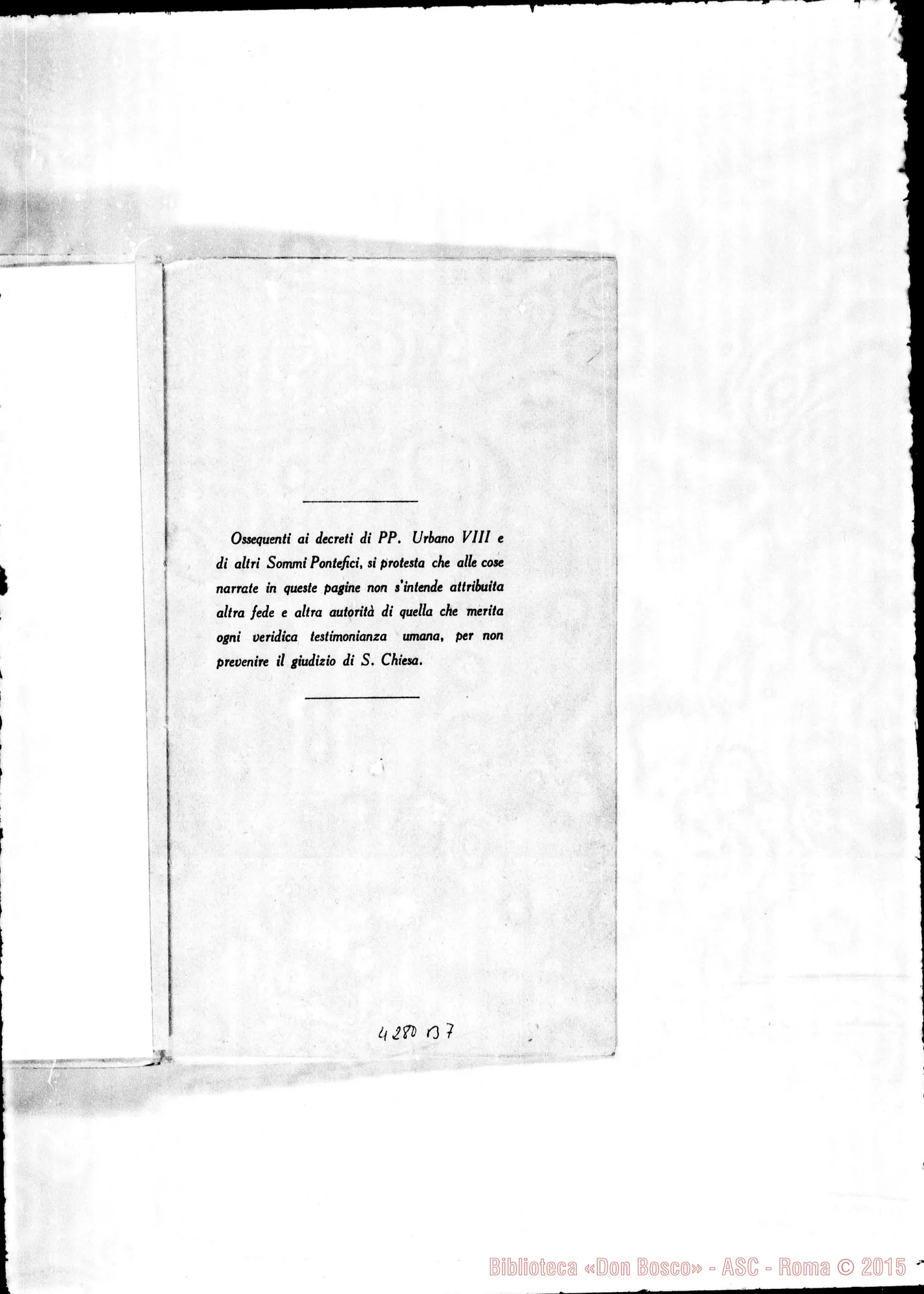 Fotogramma B 7 — Posizioni e articoli per il Processo dell’Ordinario sulla fama di santità, virtù e miracoli del Servo di Dio D. Michele Rua. Stampato