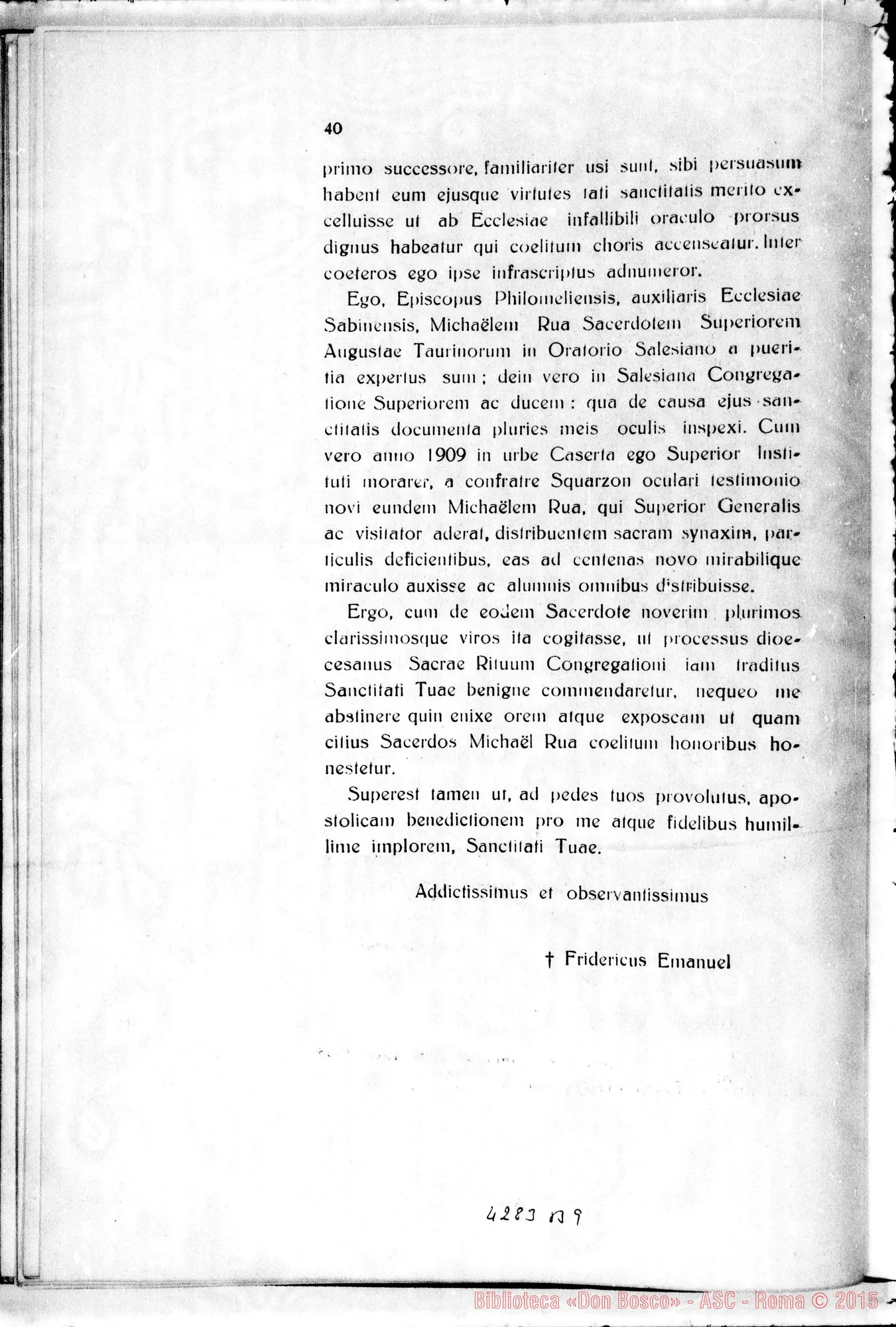 Fotogramma B 9 — Litterae Postulatoriae pro signatura Commissionis Intr. Causae