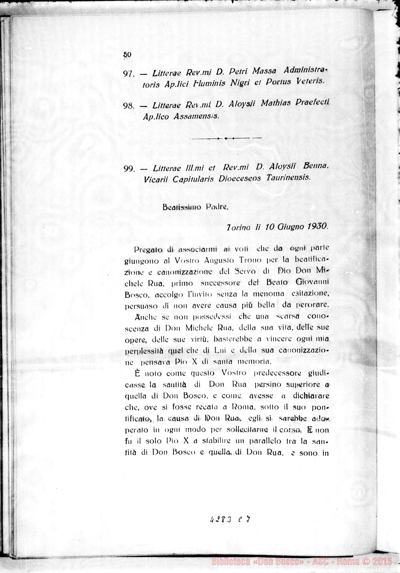 Fotogramma C 7 — Litterae Postulatoriae pro signatura Commissionis Intr. Causae