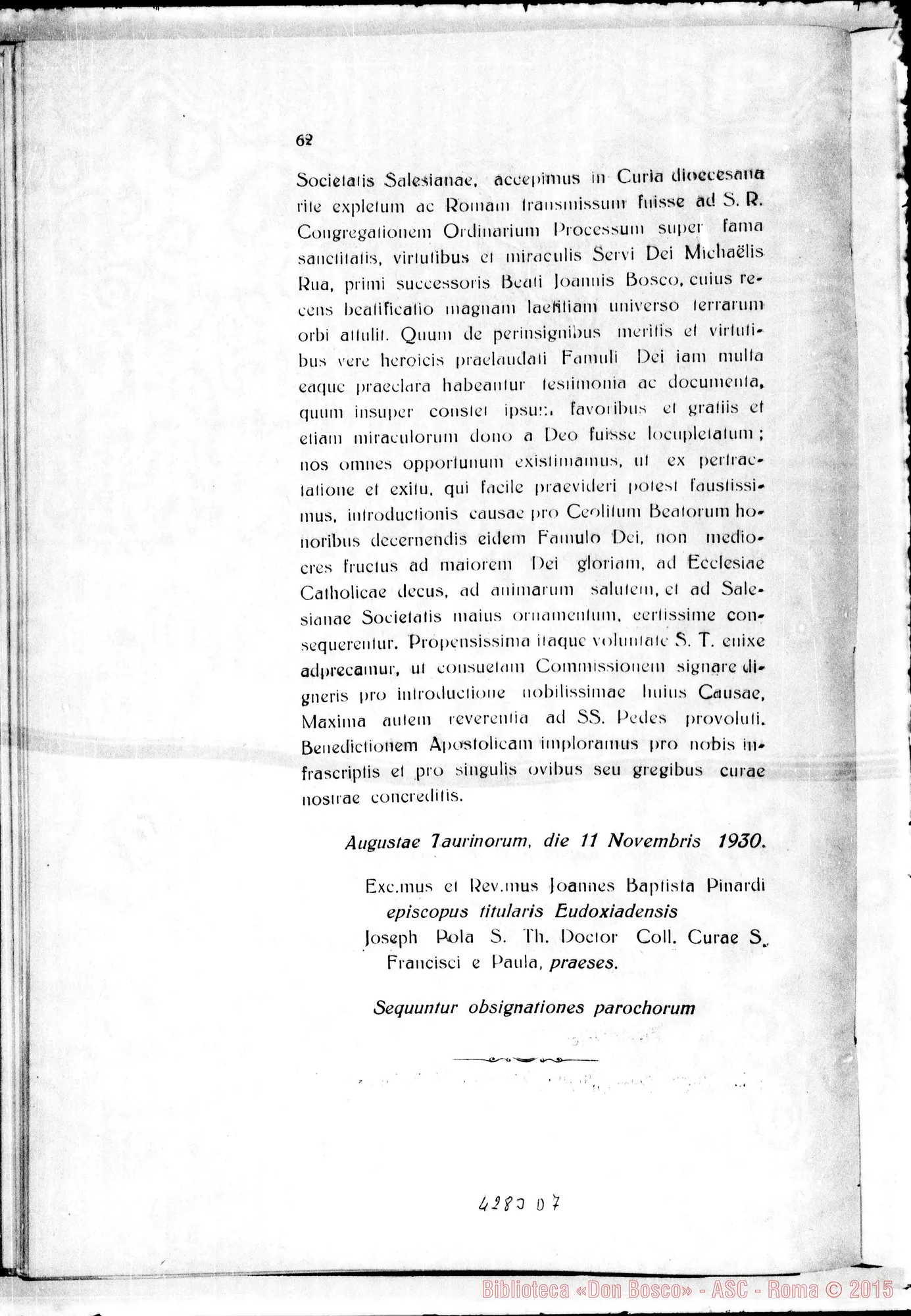 Fotogramma D 7 — Litterae Postulatoriae pro signatura Commissionis Intr. Causae