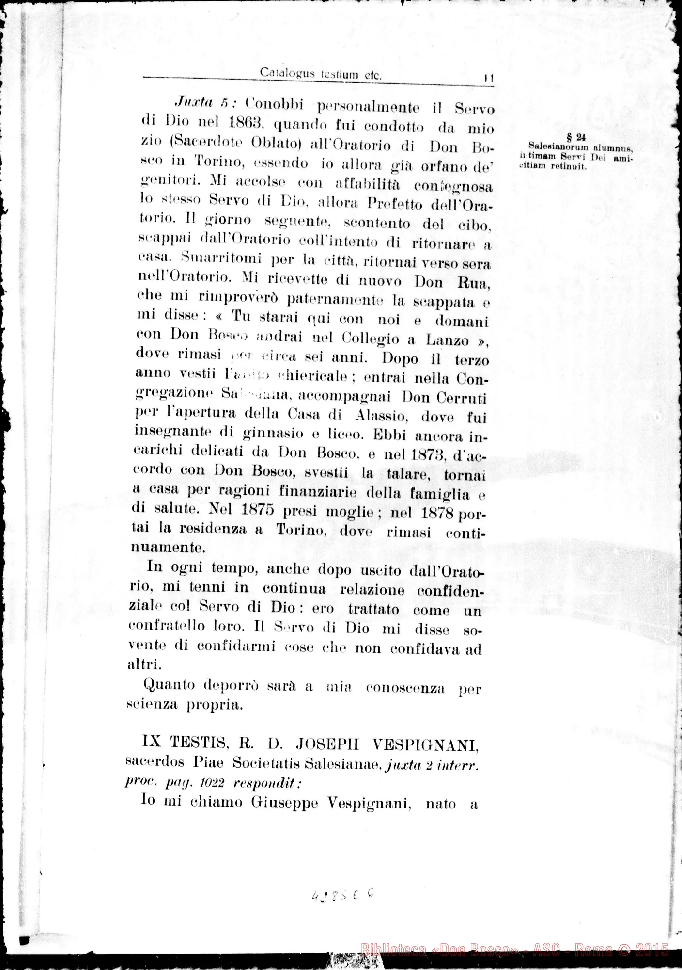 Fotogramma E 6 — Summarium: catalogus testium eorumque scientiae causa