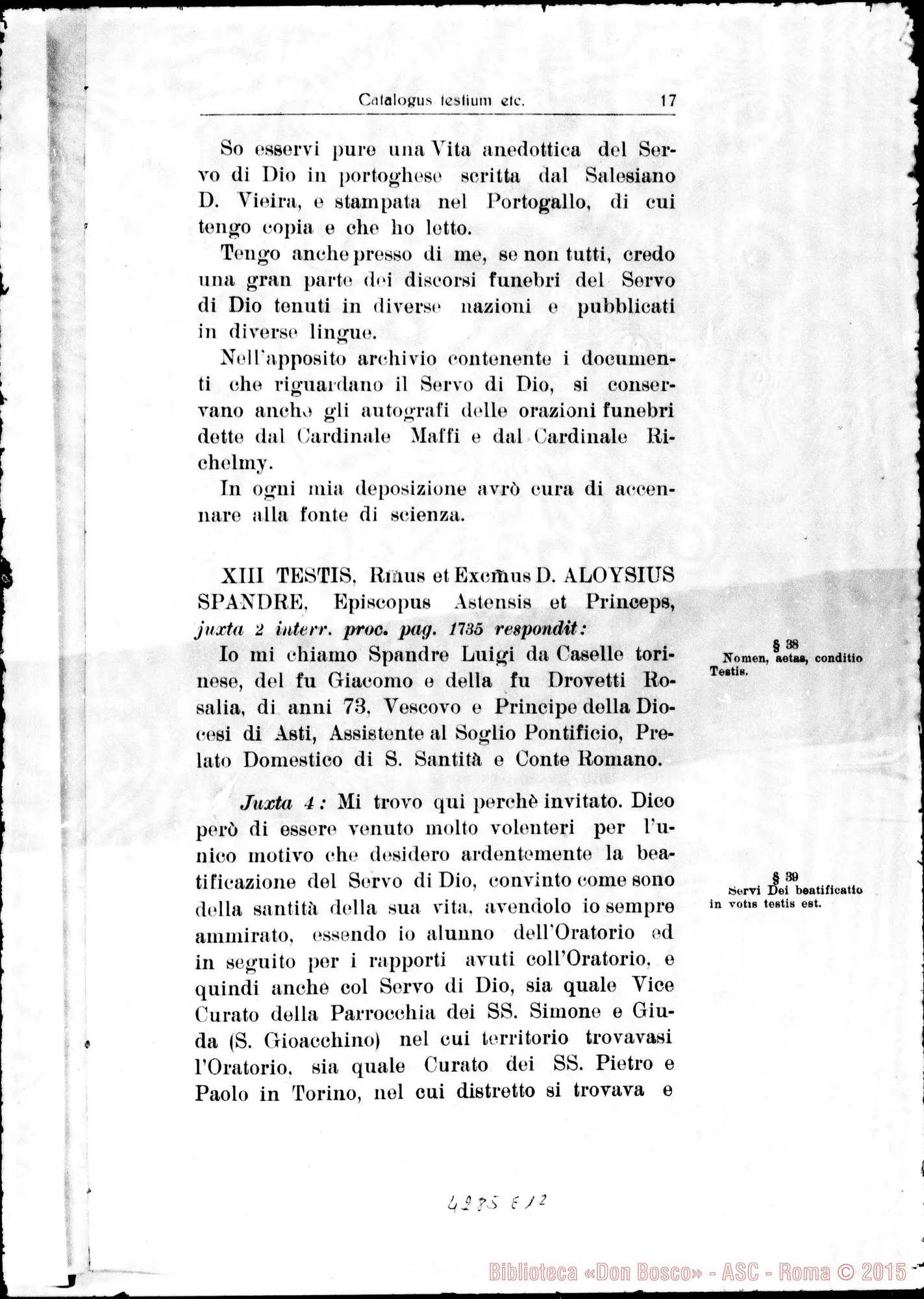 Fotogramma E 12 — Summarium: catalogus testium eorumque scientiae causa