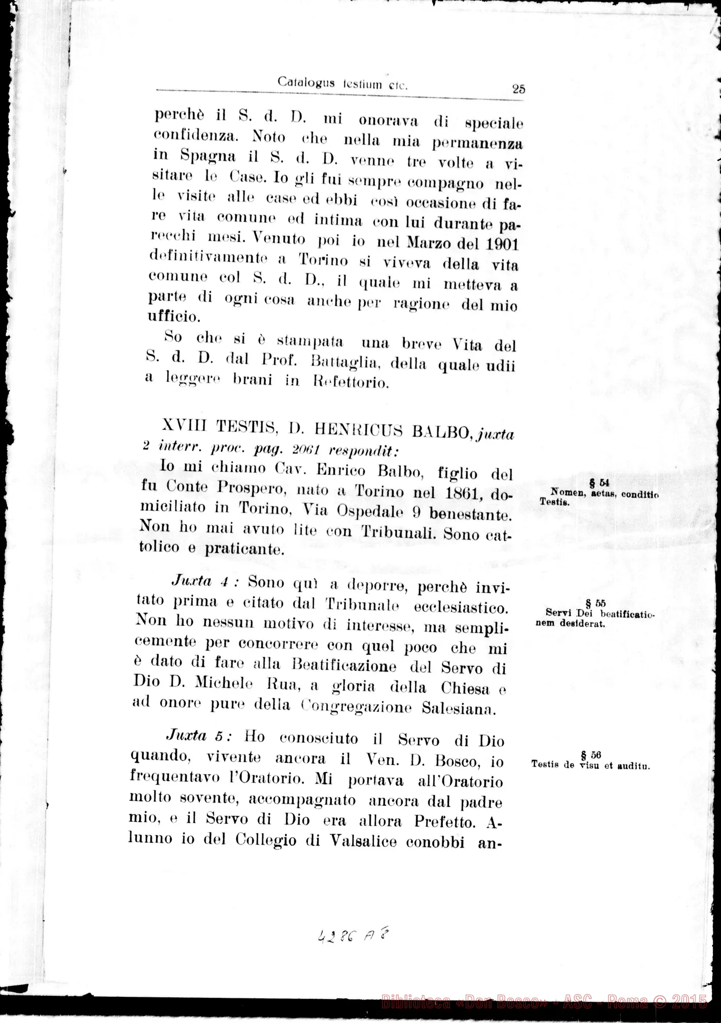 Fotogramma A 8 — Summarium: catalogus testium eorumque scientiae causa