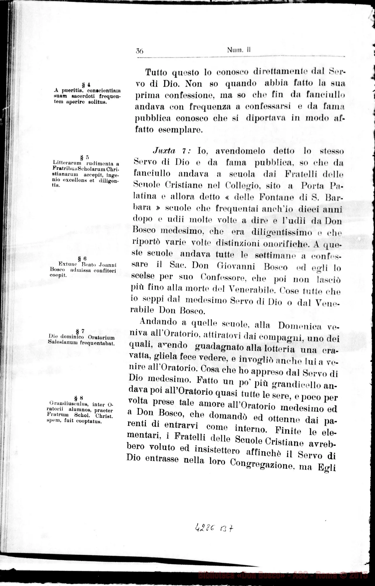 Fotogramma B 7 — De Servi Dei pueritia, adolescentia, etc…