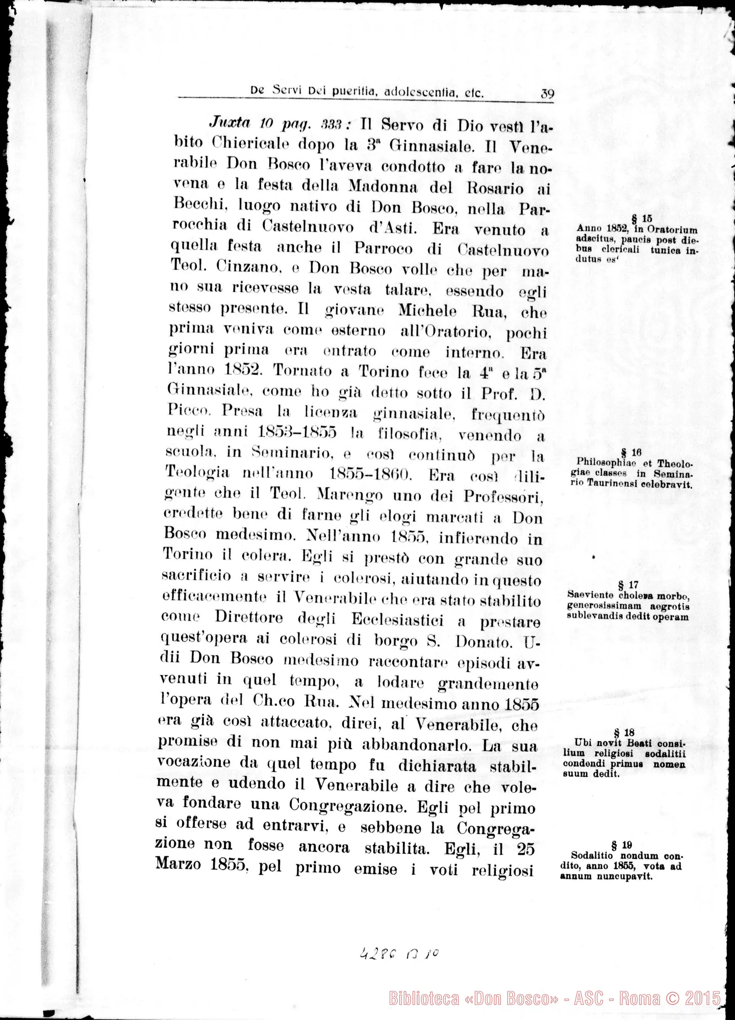 Fotogramma B 10 — De Servi Dei pueritia, adolescentia, etc…