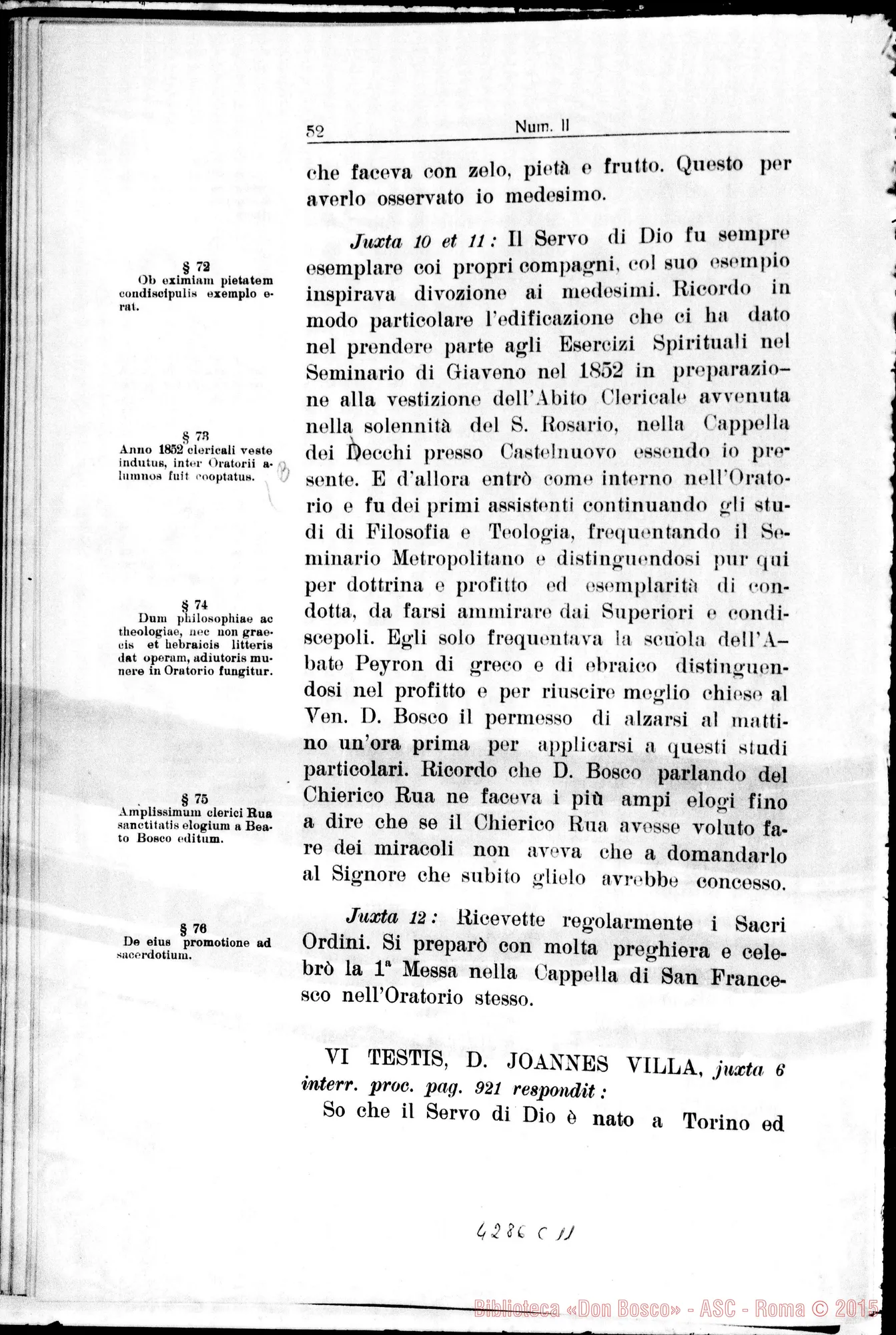Fotogramma C 11 — De Servi Dei pueritia, adolescentia, etc…