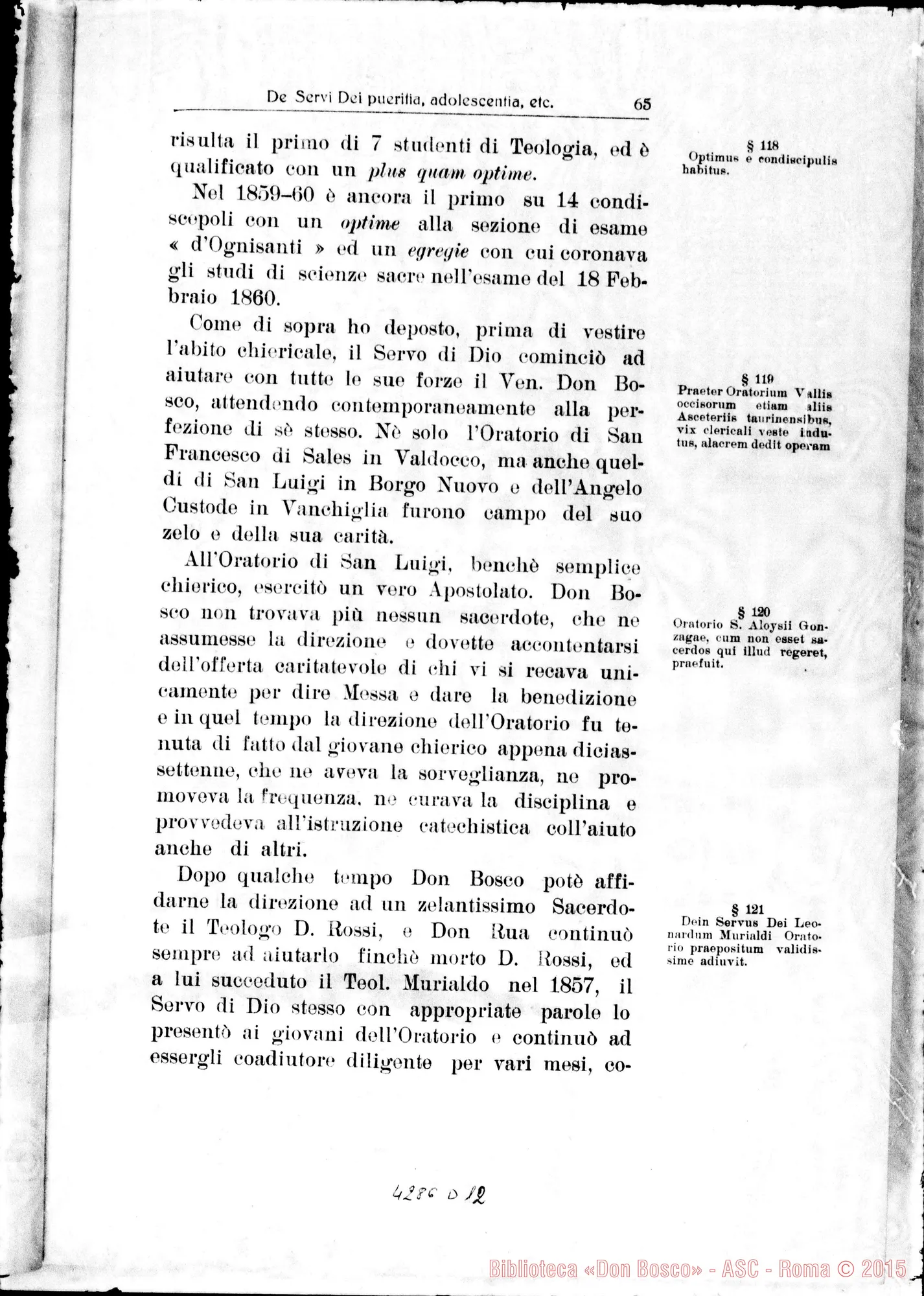 Fotogramma D 12 — De Servi Dei pueritia, adolescentia, etc…