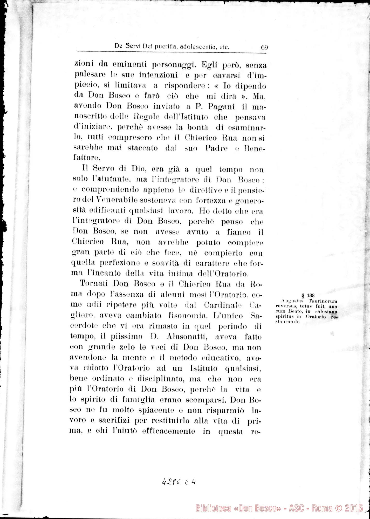 Fotogramma E 4 — De Servi Dei pueritia, adolescentia, etc…