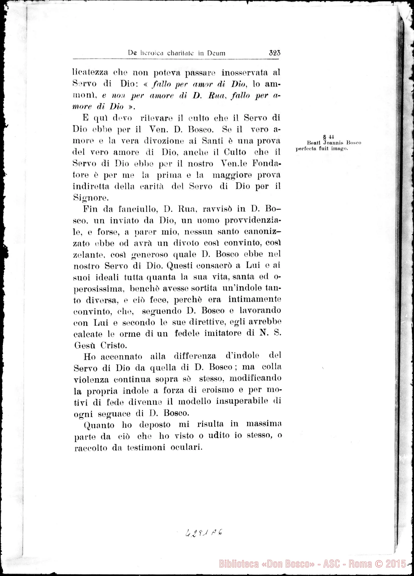 Fotogramma A 6 — De heroica in Deum Caritate