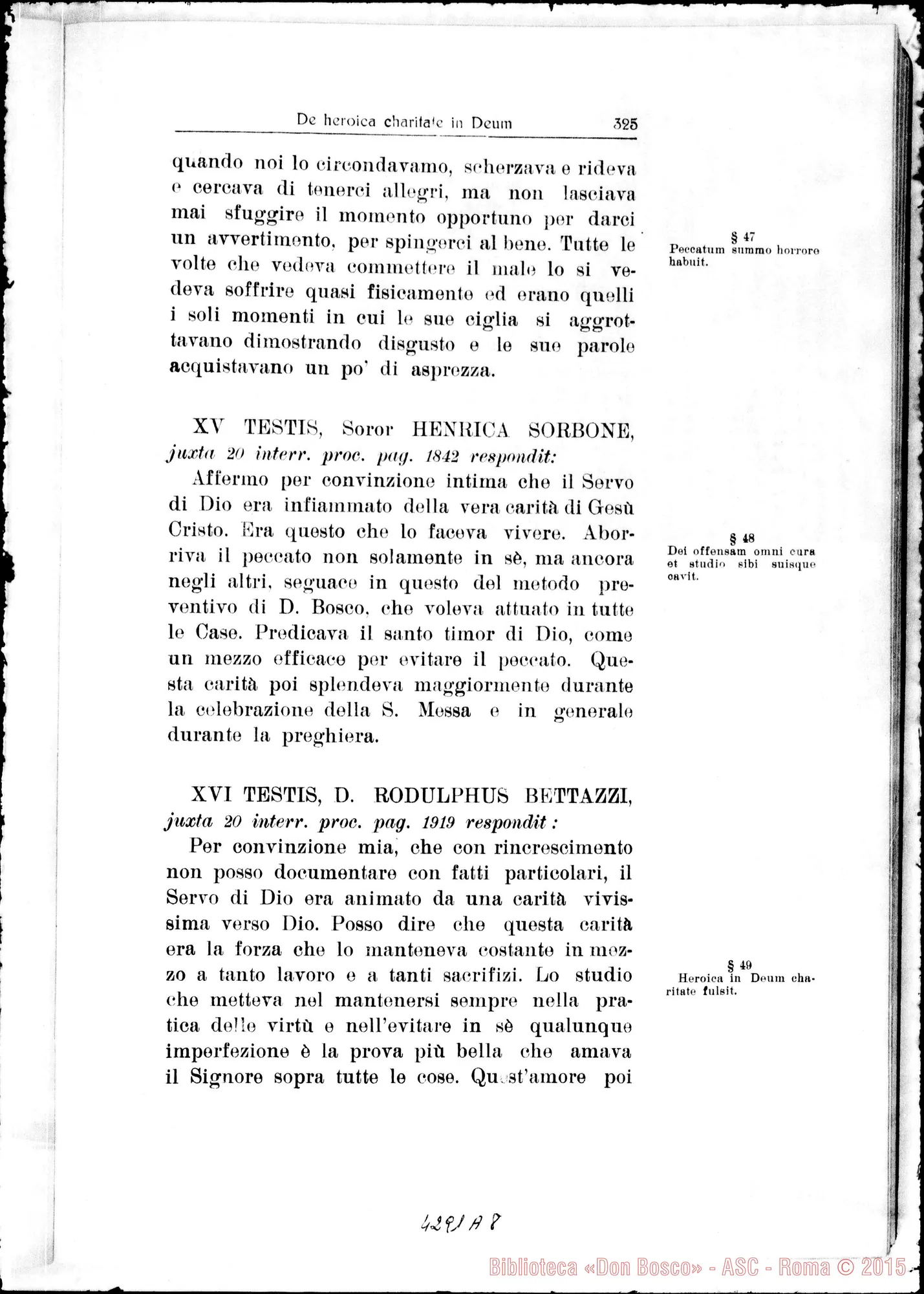 Fotogramma A 8 — De heroica in Deum Caritate