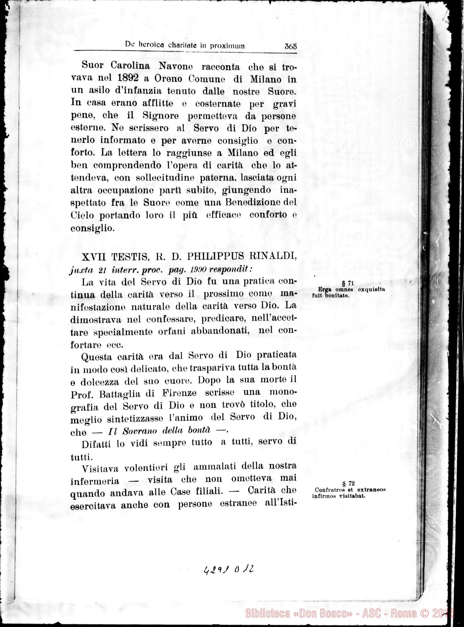 Fotogramma D 12 — De heroica Caritate in proximum