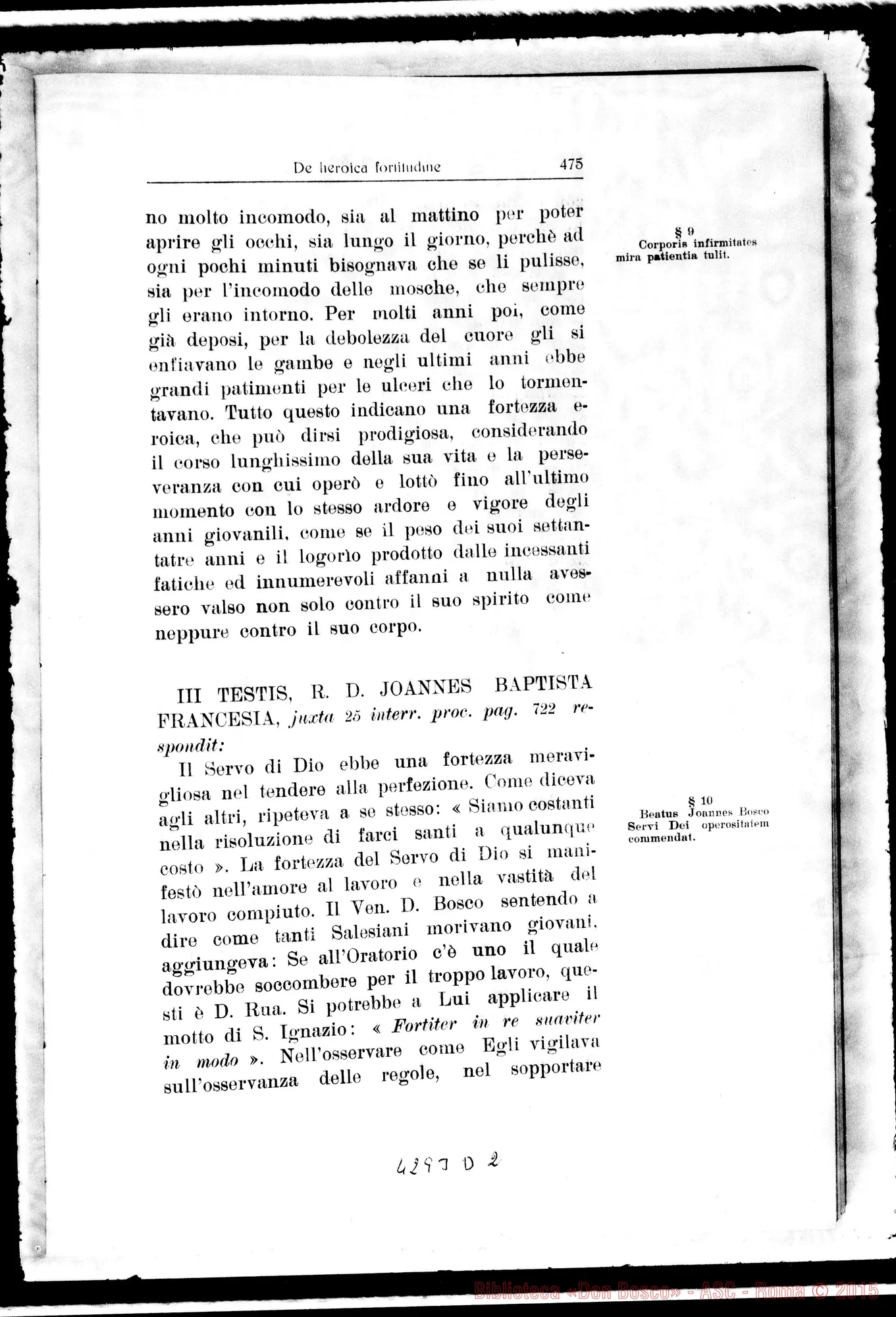 Fotogramma D 2 — De heroica Fortitudine