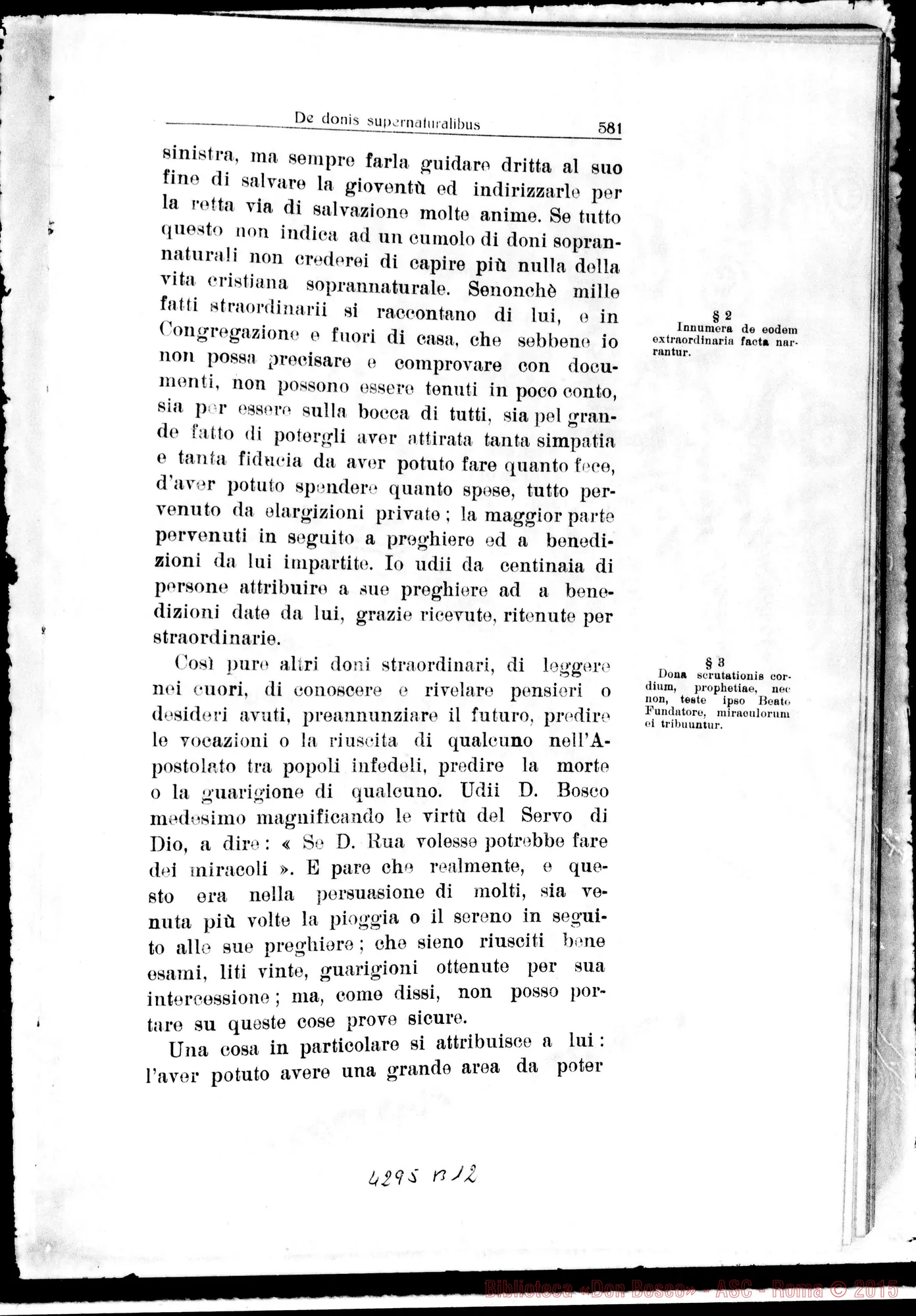 Fotogramma B 12 — De Donis supernaturalibus et de Miraculis in vita