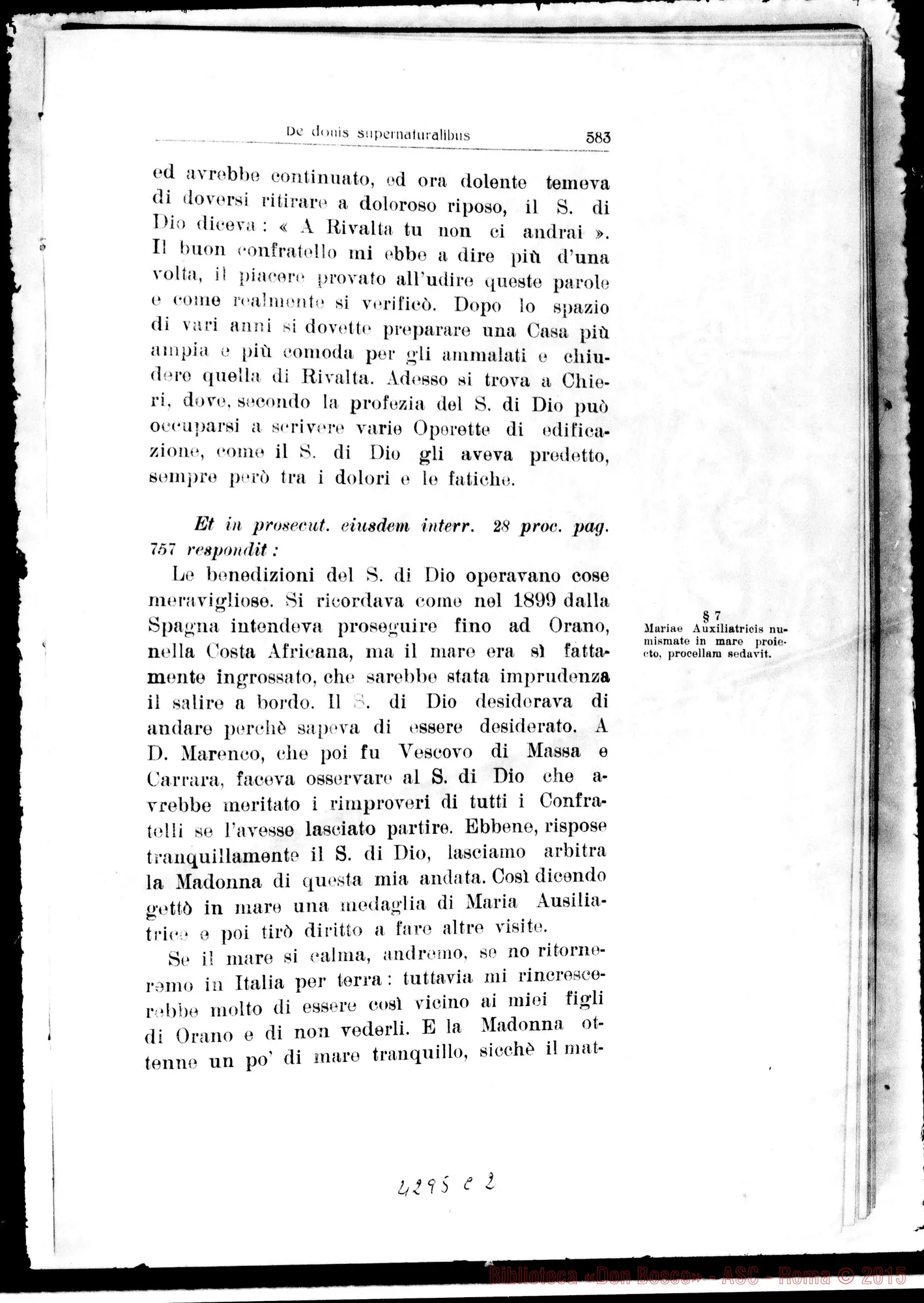 Fotogramma C 2 — De Donis supernaturalibus et de Miraculis in vita