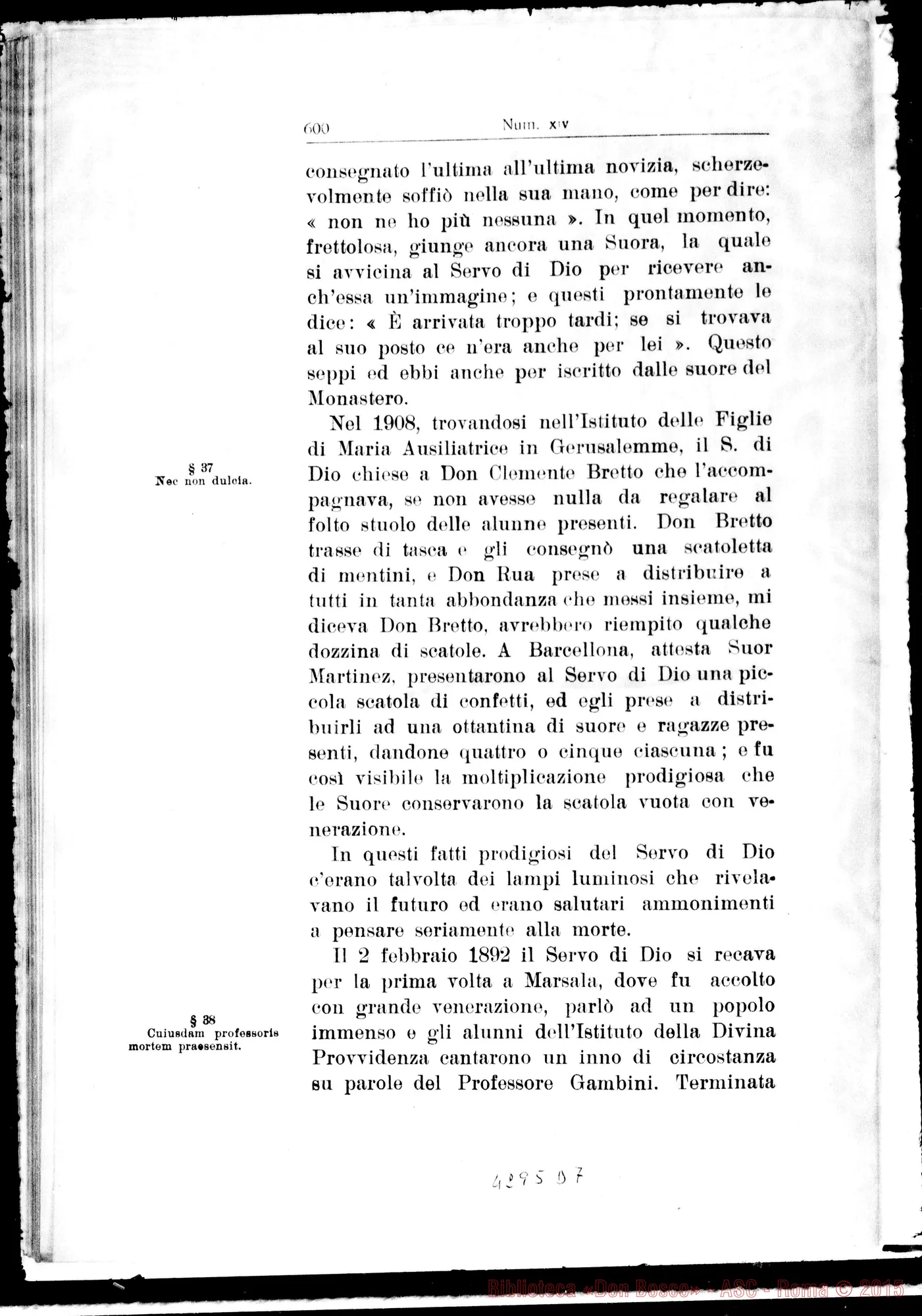 Fotogramma D 7 — De Donis supernaturalibus et de Miraculis in vita