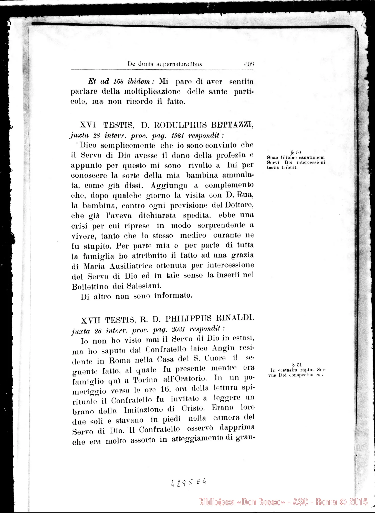 Fotogramma E 4 — De Donis supernaturalibus et de Miraculis in vita